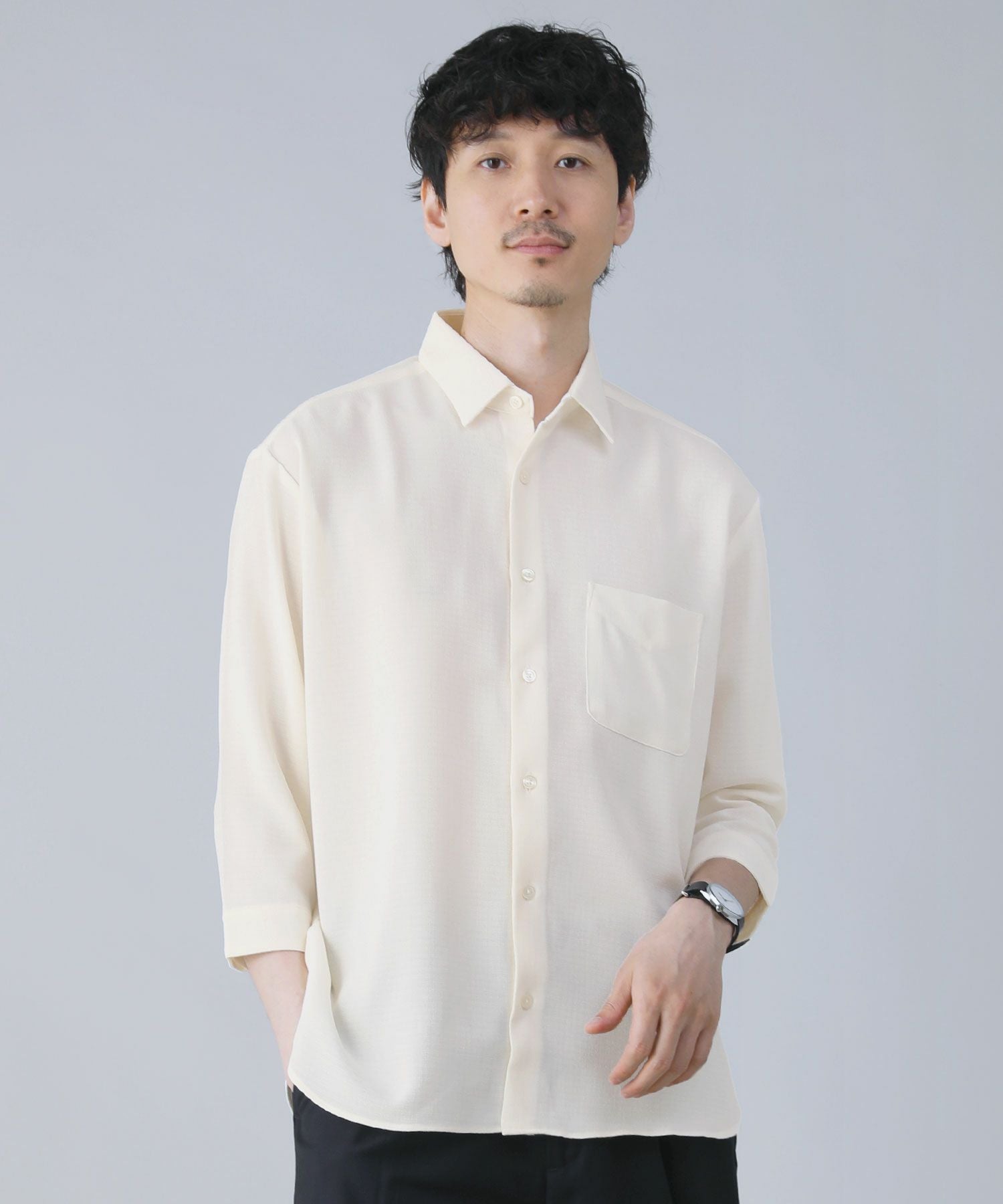 日本製テックキャンバス襟付き七分袖シャツ | 【公式】SPU スプ公式