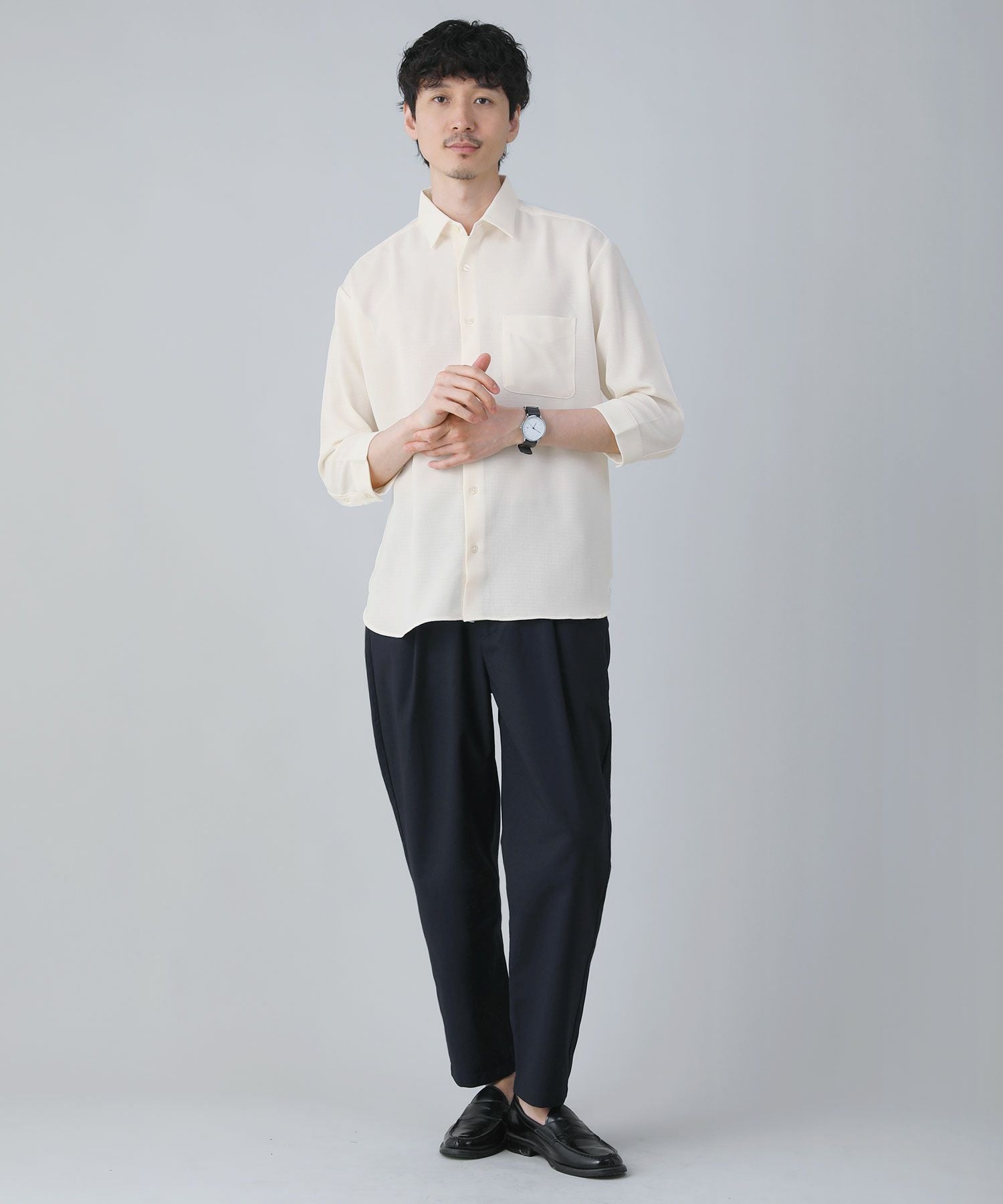 日本製テックキャンバス襟付き七分袖シャツ | 【公式】SPU スプ公式