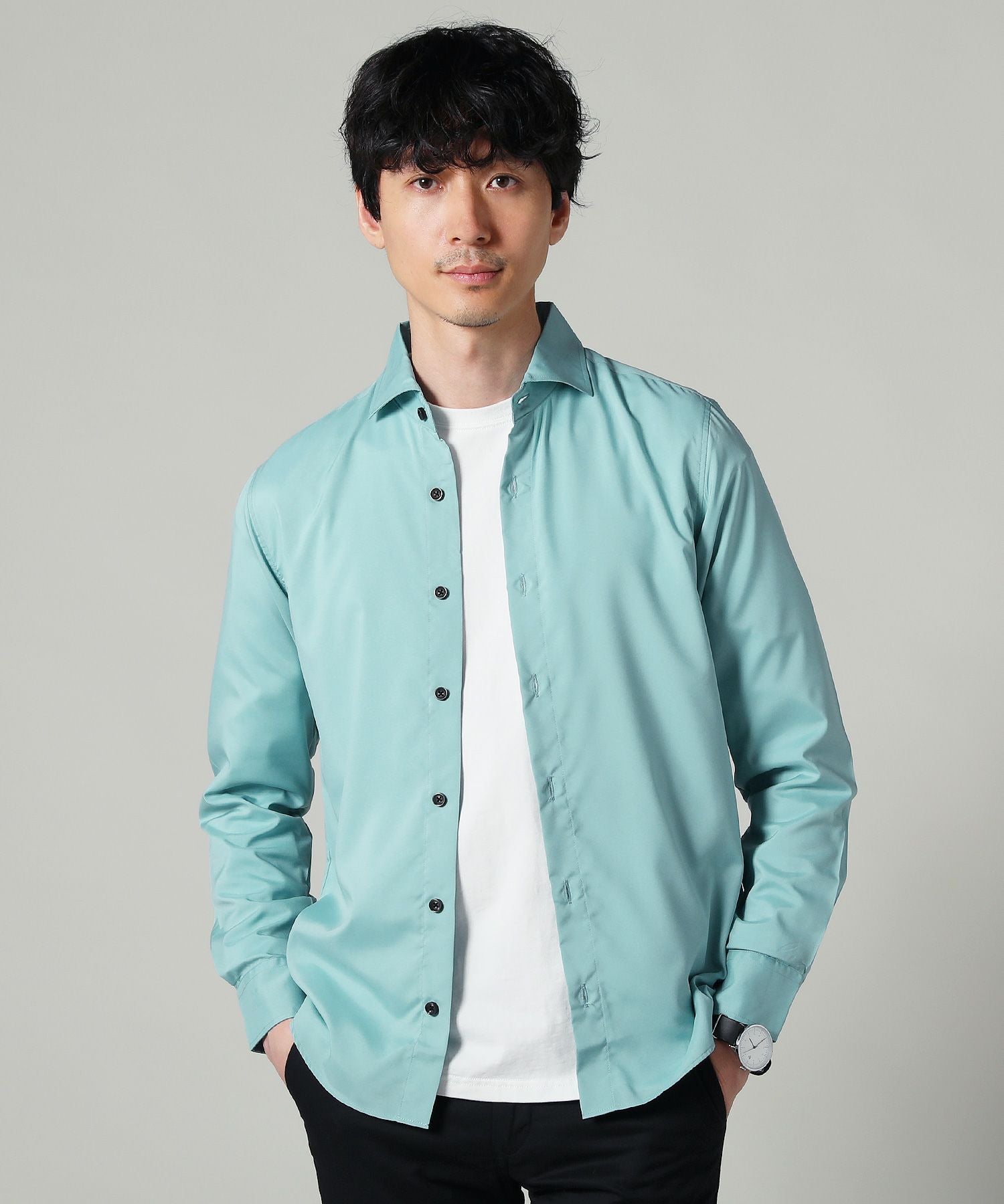 メール便対応】日本製接触冷感ホリゾンタルカラー長袖シャツ | 【公式