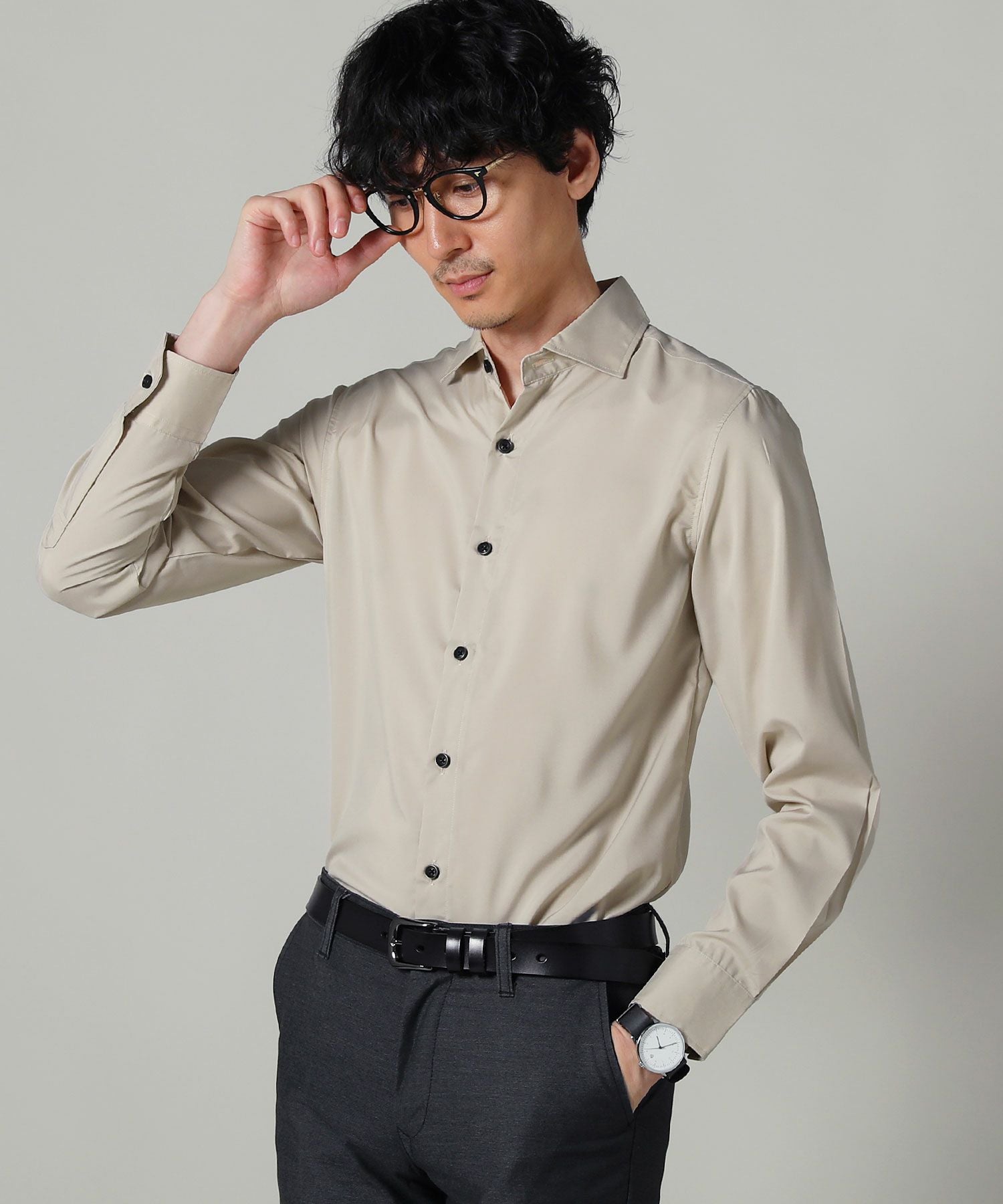 メール便対応】日本製接触冷感ホリゾンタルカラー長袖シャツ | 【公式