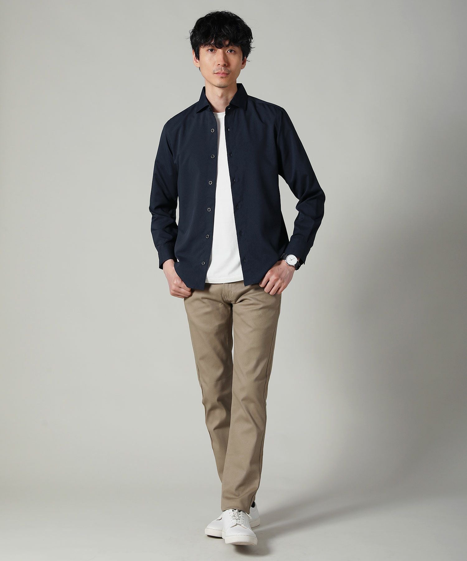 メール便対応】日本製接触冷感ホリゾンタルカラー長袖シャツ | 【公式