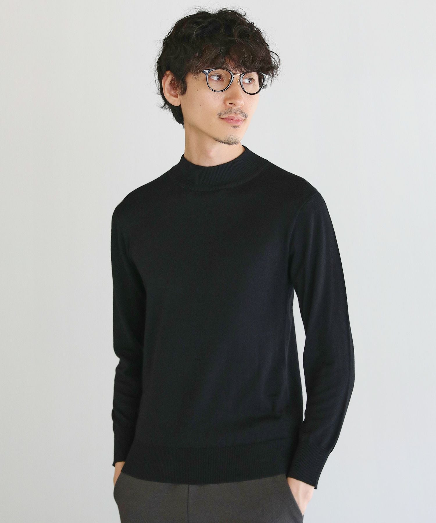 週末限定価格　カシミヤニット　セーター  モックネックニット 12Gウール混カシミヤタッチモックネックニット | 【公式】SPU スプ公式