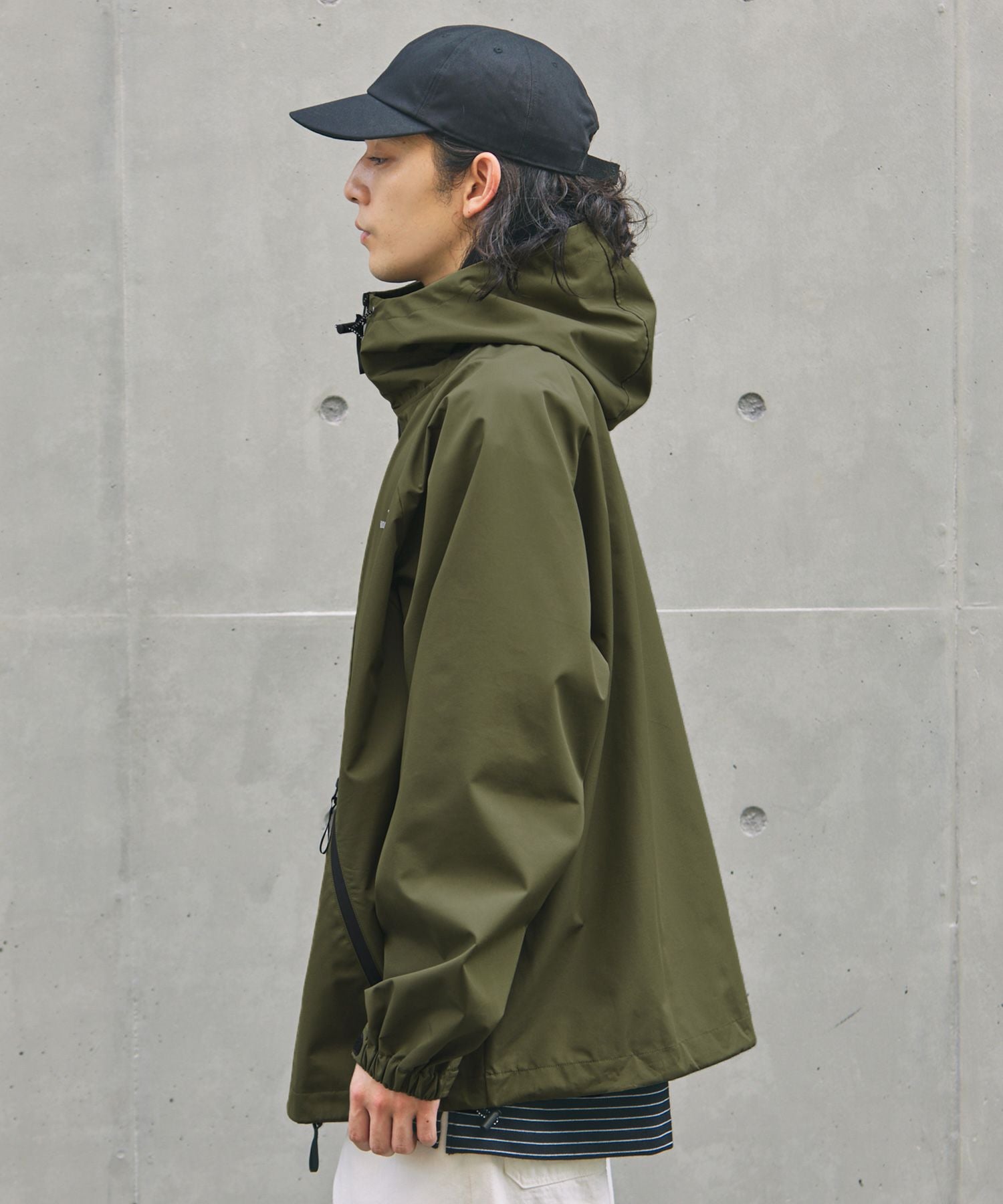 はる様☆Timberlandウォームアップジャケット短丈ナイロンドローコード刺繍 胸刺繍ロゴ裾ドローコード防水透湿止水ジップ3レイヤー長袖テック