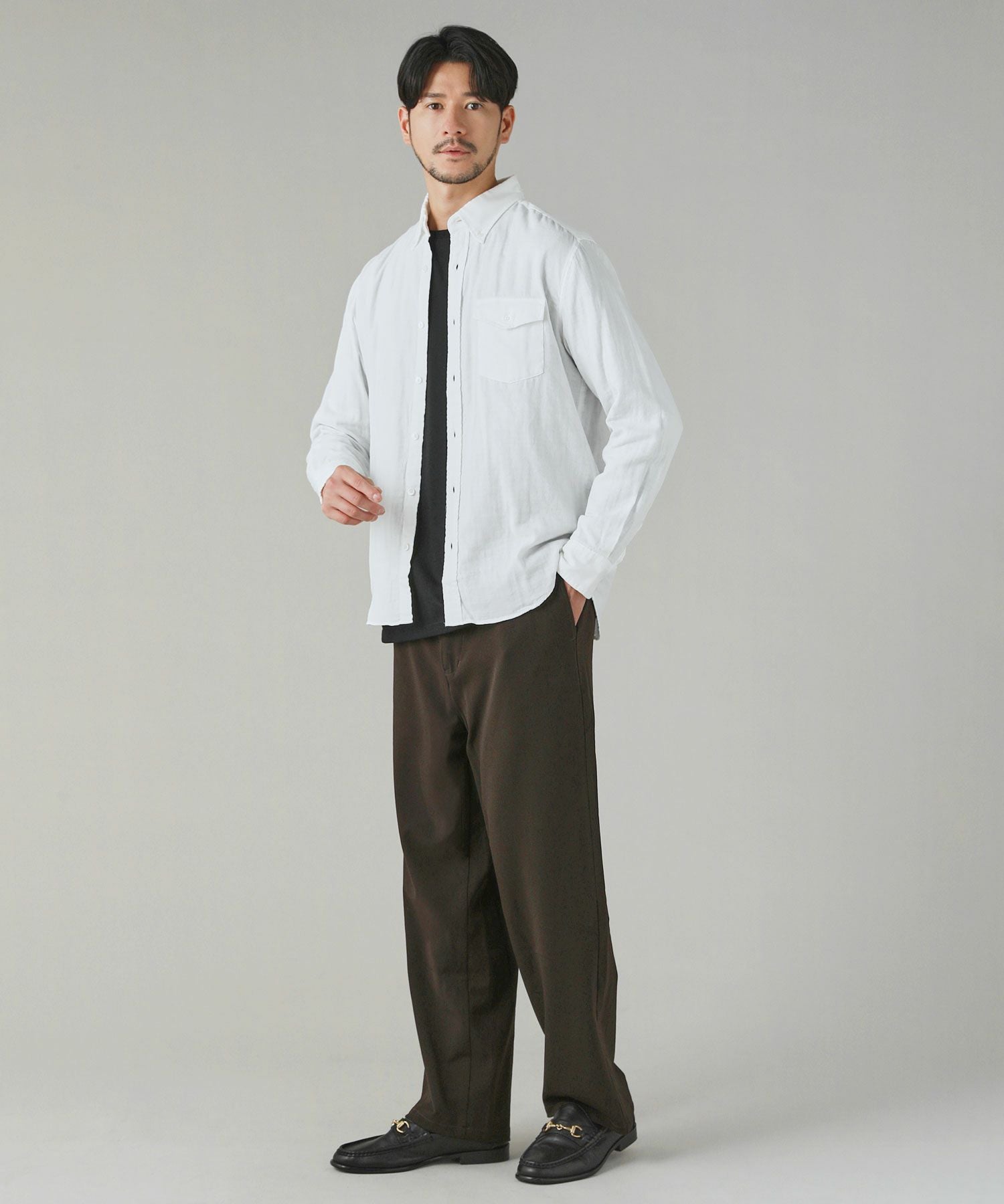 日本製コットン100％ダブルガーゼボタンダウン長袖シャツ | 【公式