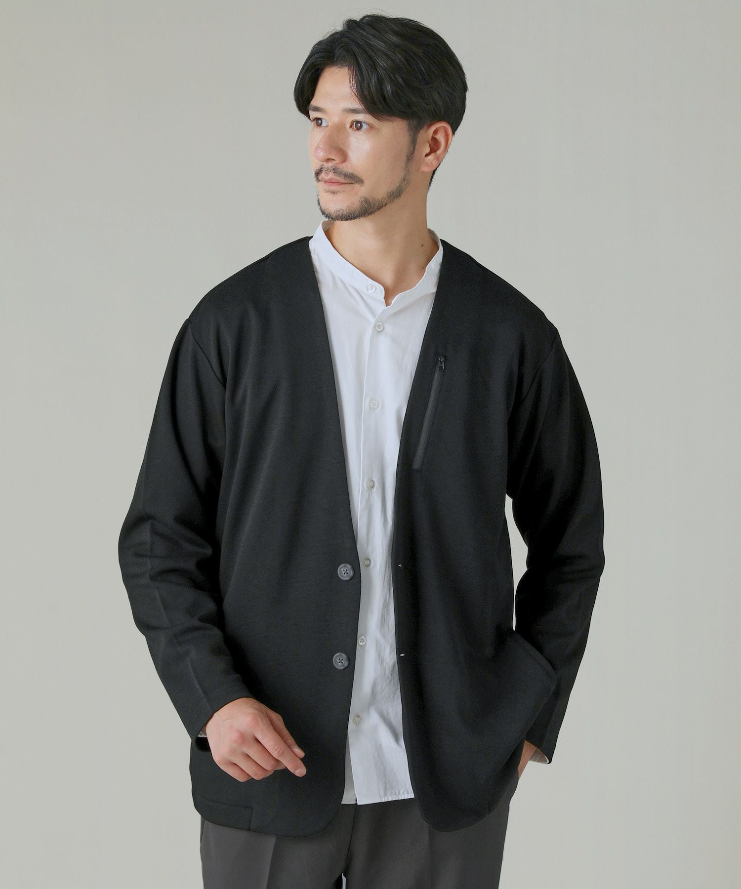 カルゼダブルフェイスノーカラーカーデジャケット | 【公式】SPU スプ