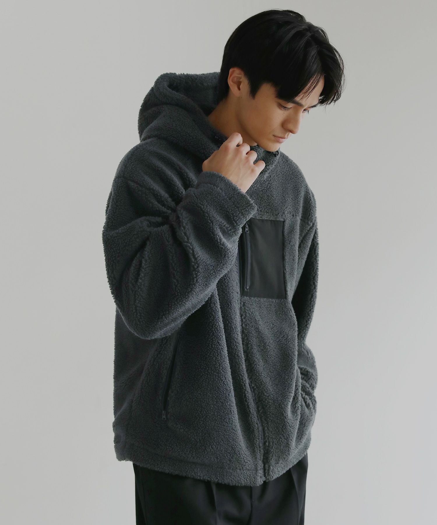 ウォッシャブルシープボアフリース裏地付きフードブルゾン | 【公式