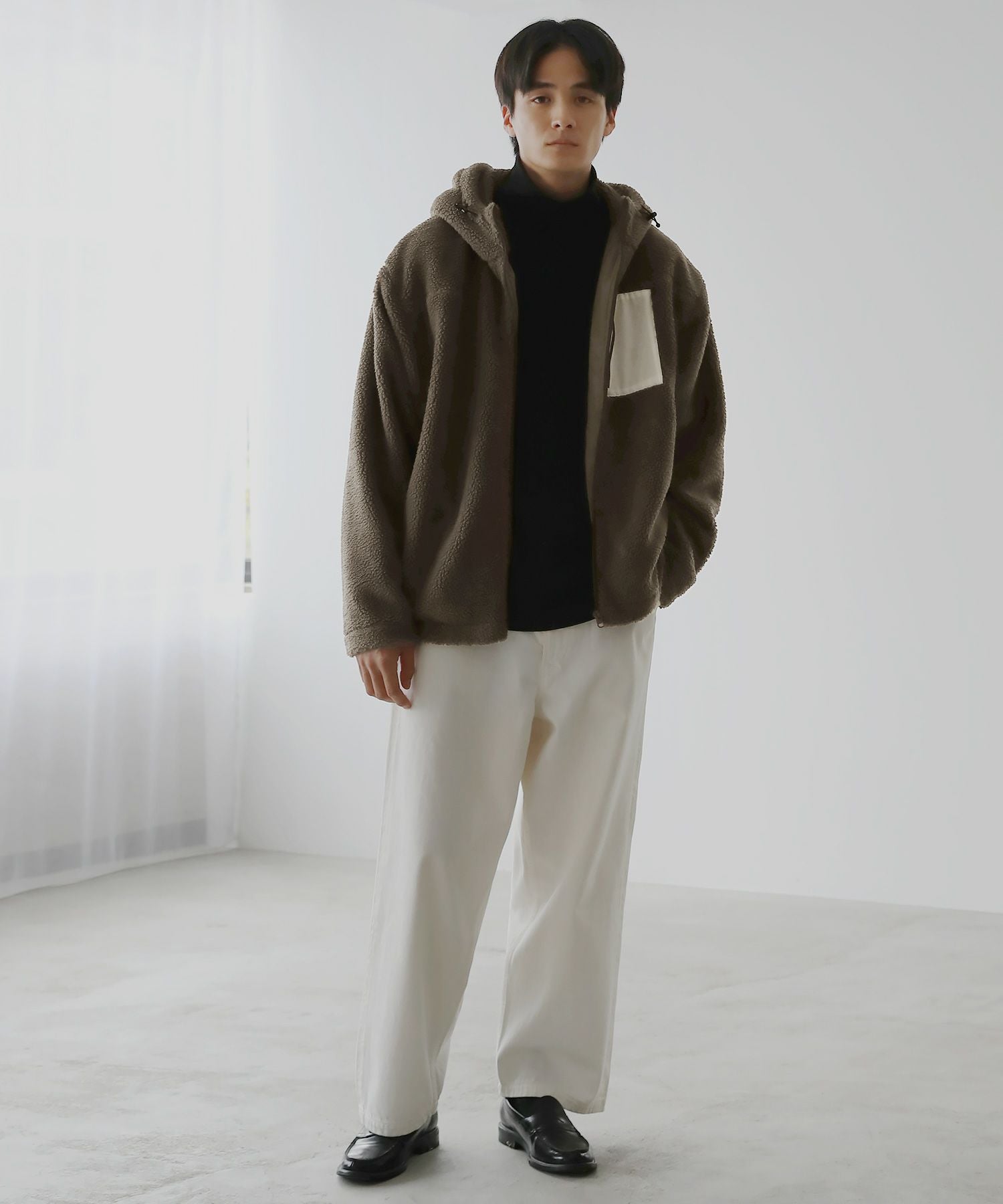 ウォッシャブルシープボアフリース裏地付きフードブルゾン | 【公式