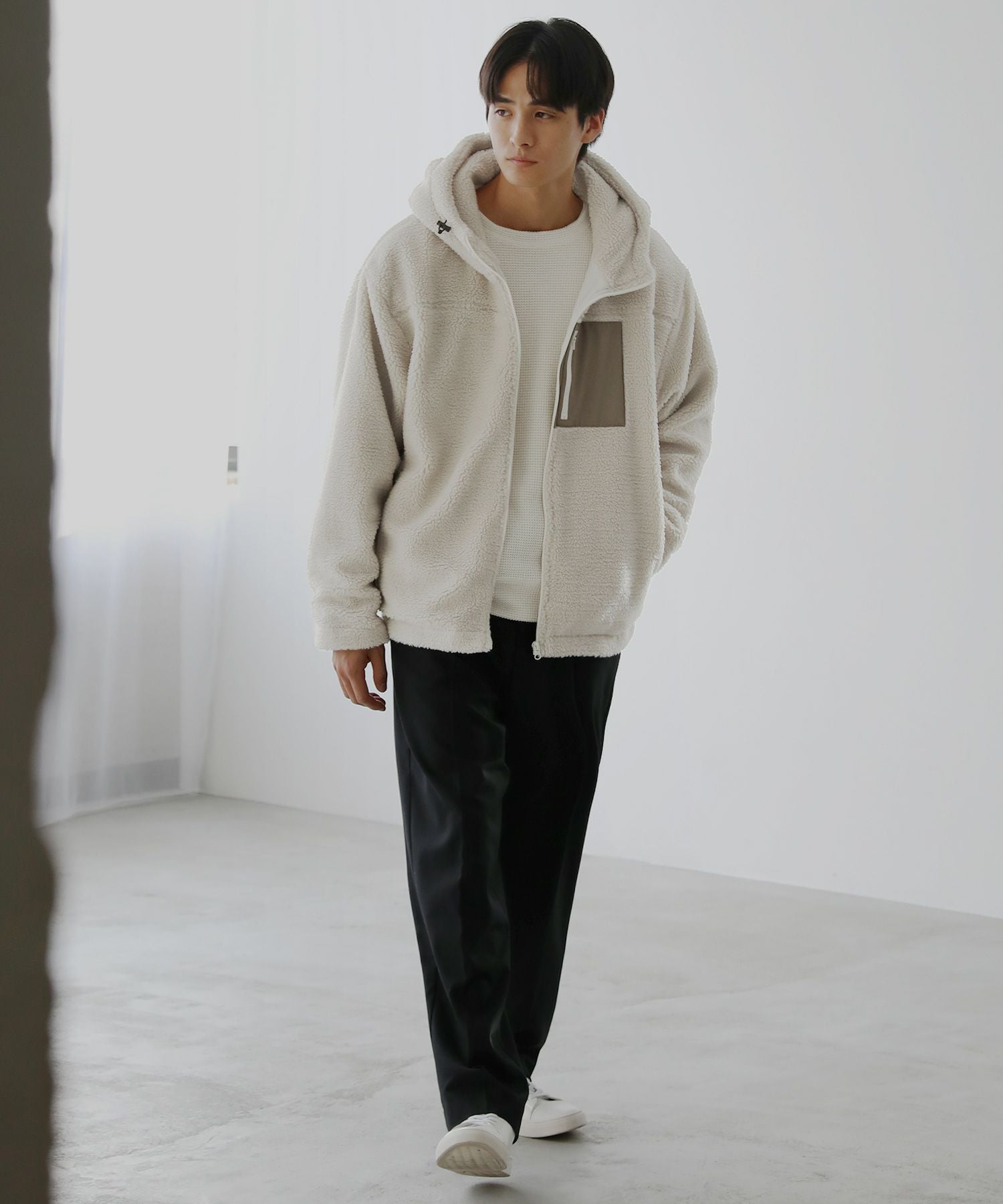 ウォッシャブルシープボアフリース裏地付きフードブルゾン | 【公式