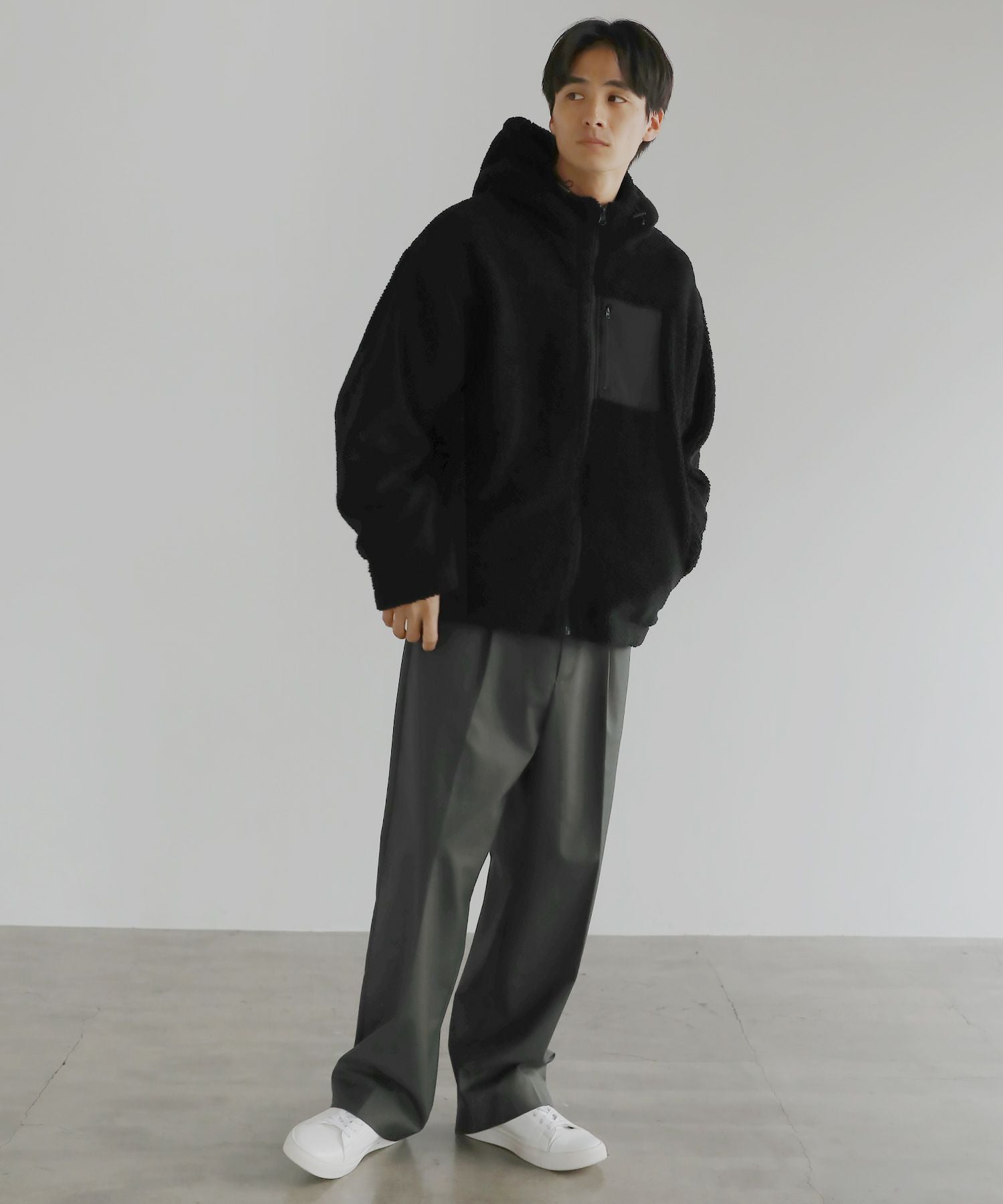 ウォッシャブルシープボアフリース裏地付きフードブルゾン | 【公式