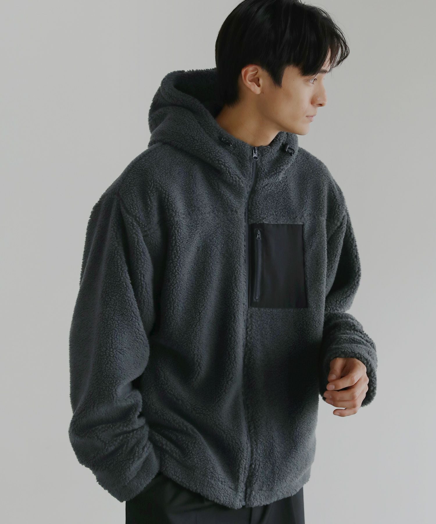 ウォッシャブルシープボアフリース裏地付きフードブルゾン | 【公式