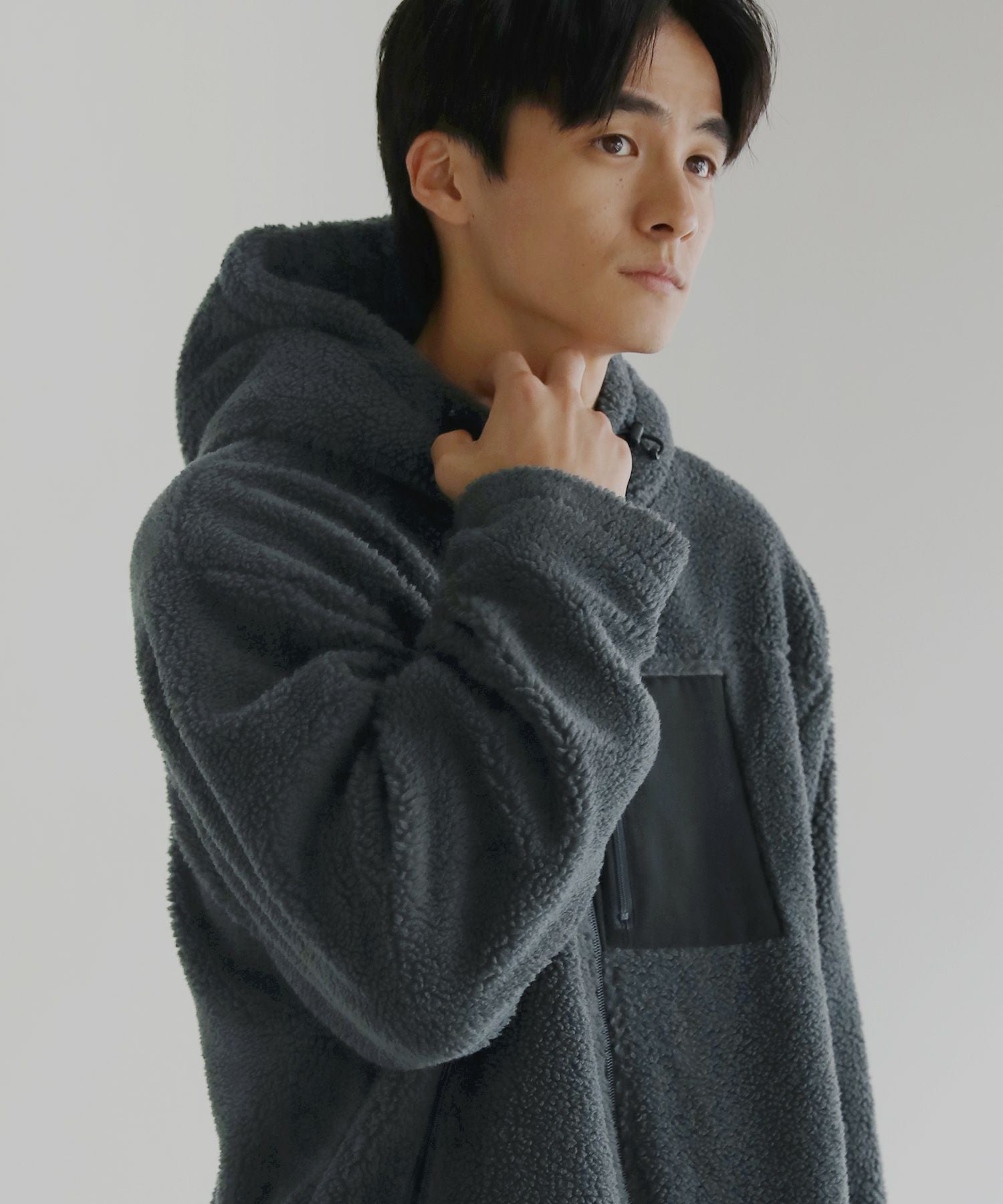 ウォッシャブルシープボアフリース裏地付きフードブルゾン | 【公式