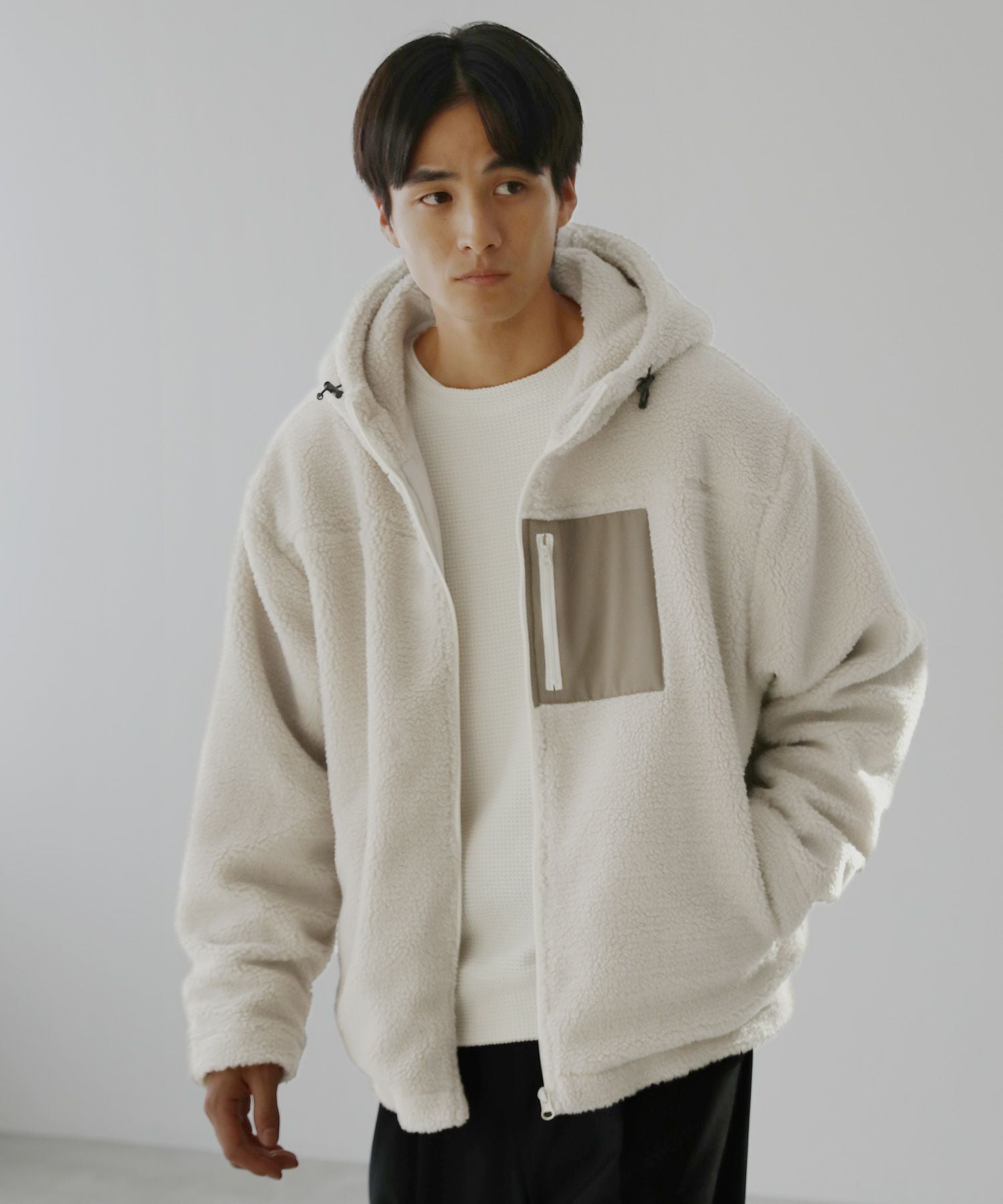 ウォッシャブルシープボアフリース裏地付きフードブルゾン | 【公式