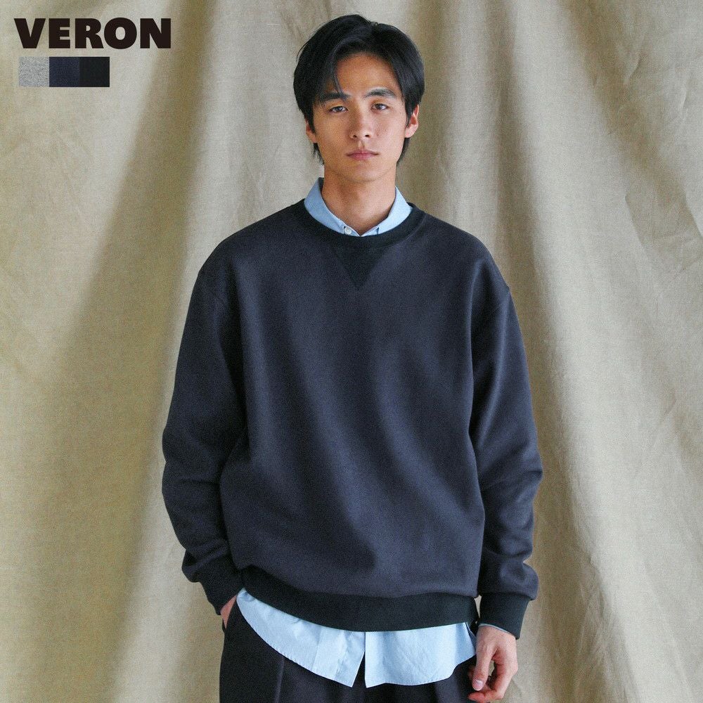 日本製和歌山ミラノリブ10オンスクルーネックスウェットライクバルーン