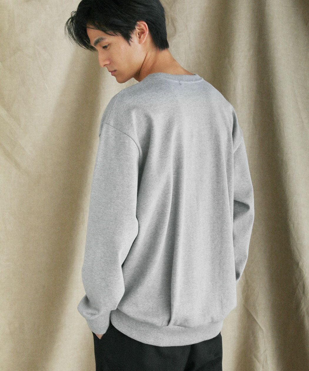 日本製和歌山ミラノリブ10オンスクルーネックスウェットライクバルーン