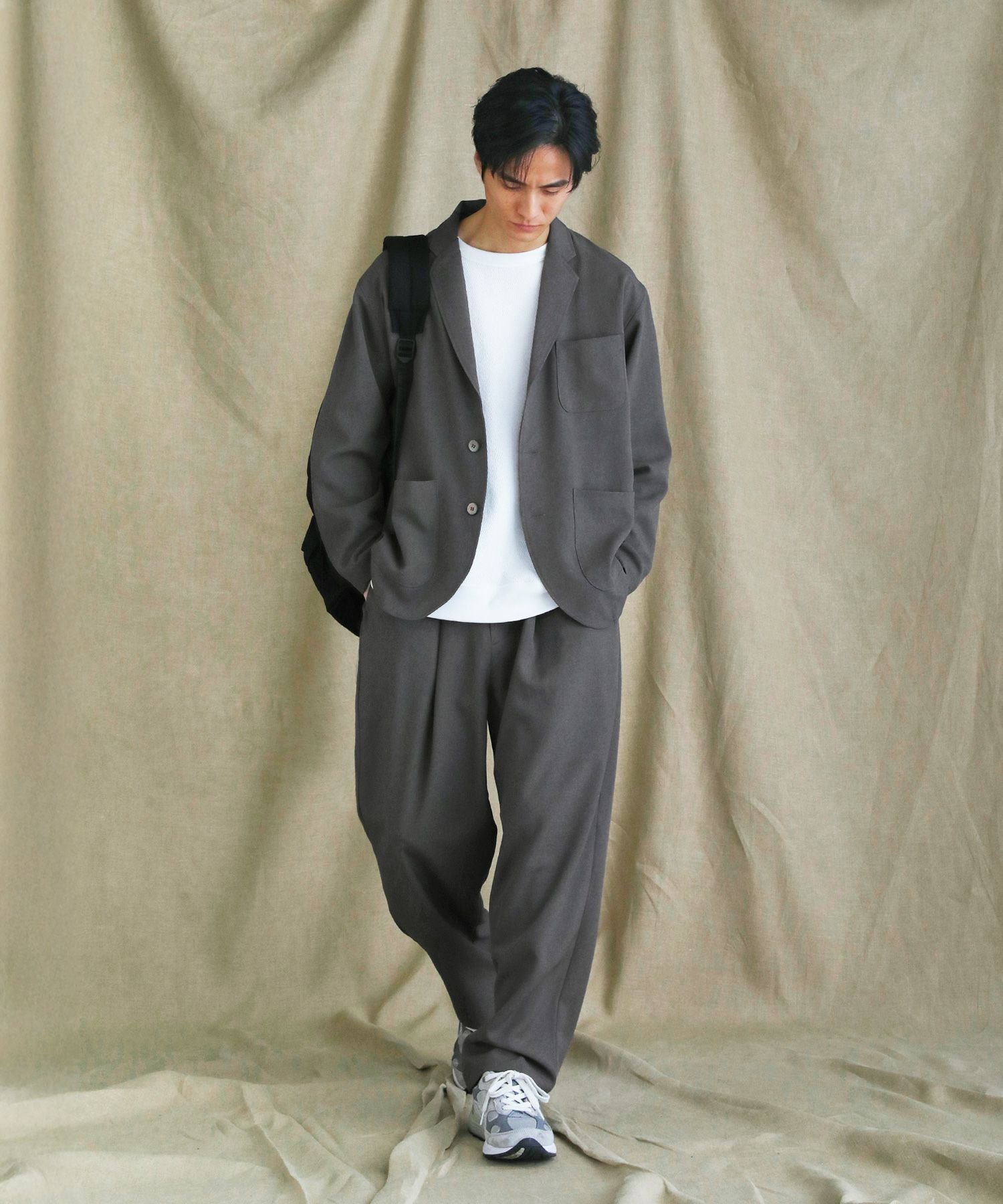 日本製Naturemier(TM)TECHリネンライクトロピカル2ボタン長袖
