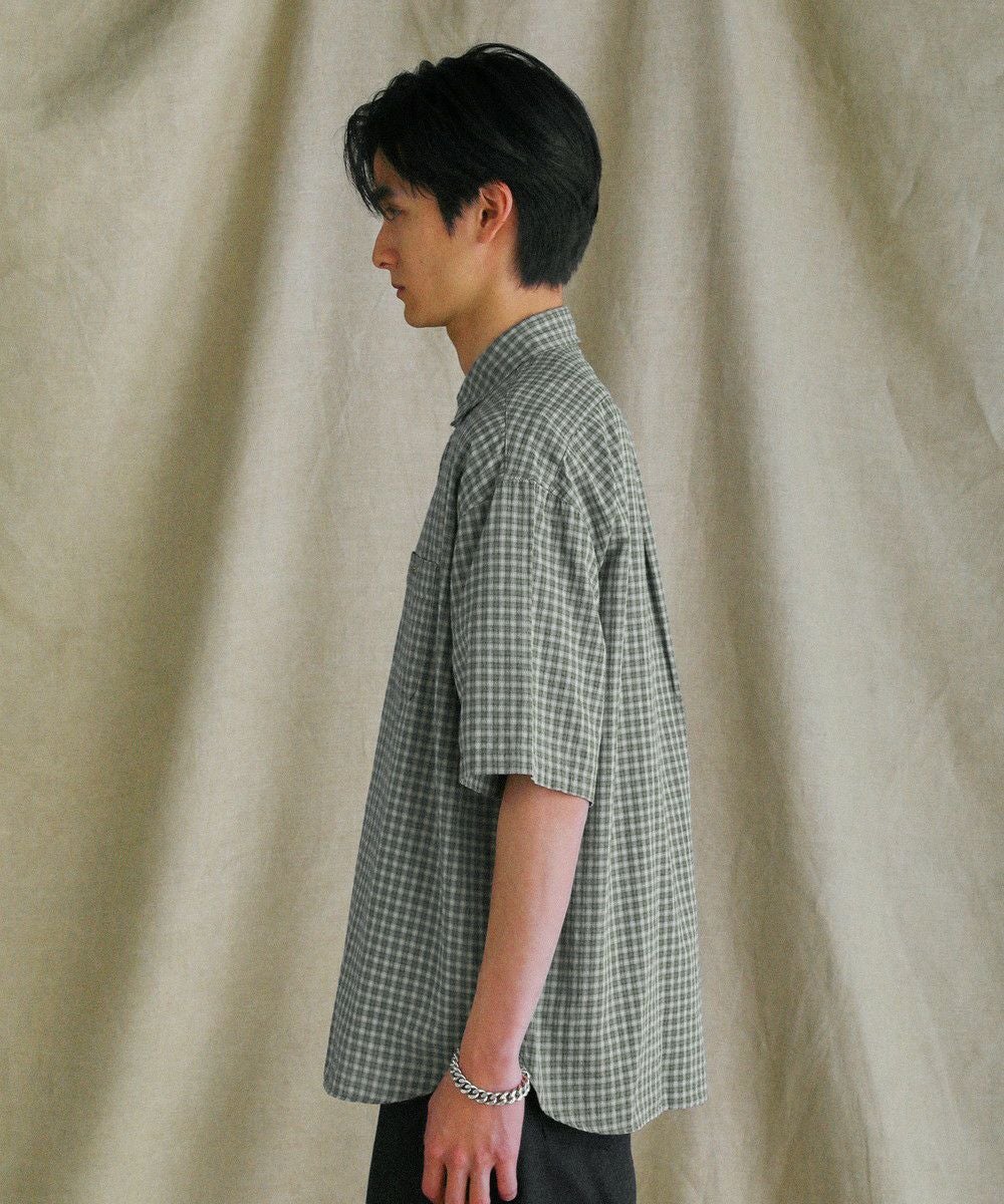 日本製播州織ドビーミニチェックボクシーAライン半袖シャツ | 【公式