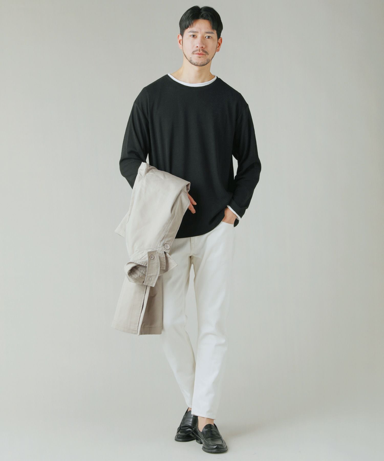 スラブ生地ロールネックフェイクレイヤード長袖Tシャツ | 【公式】SPU