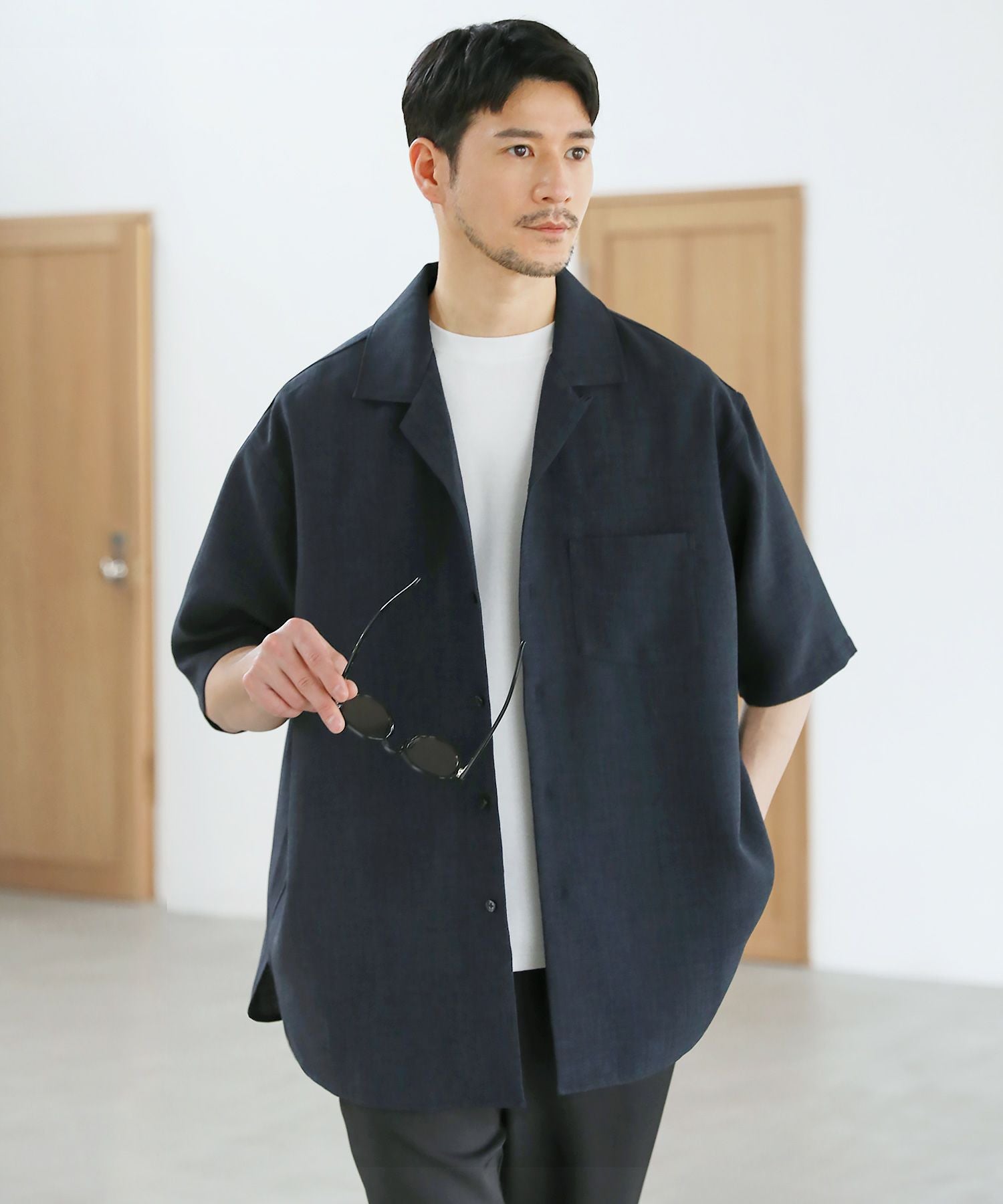 テックキャンバスドオーバーサイズオープンカラーシャツ半袖 | 【公式