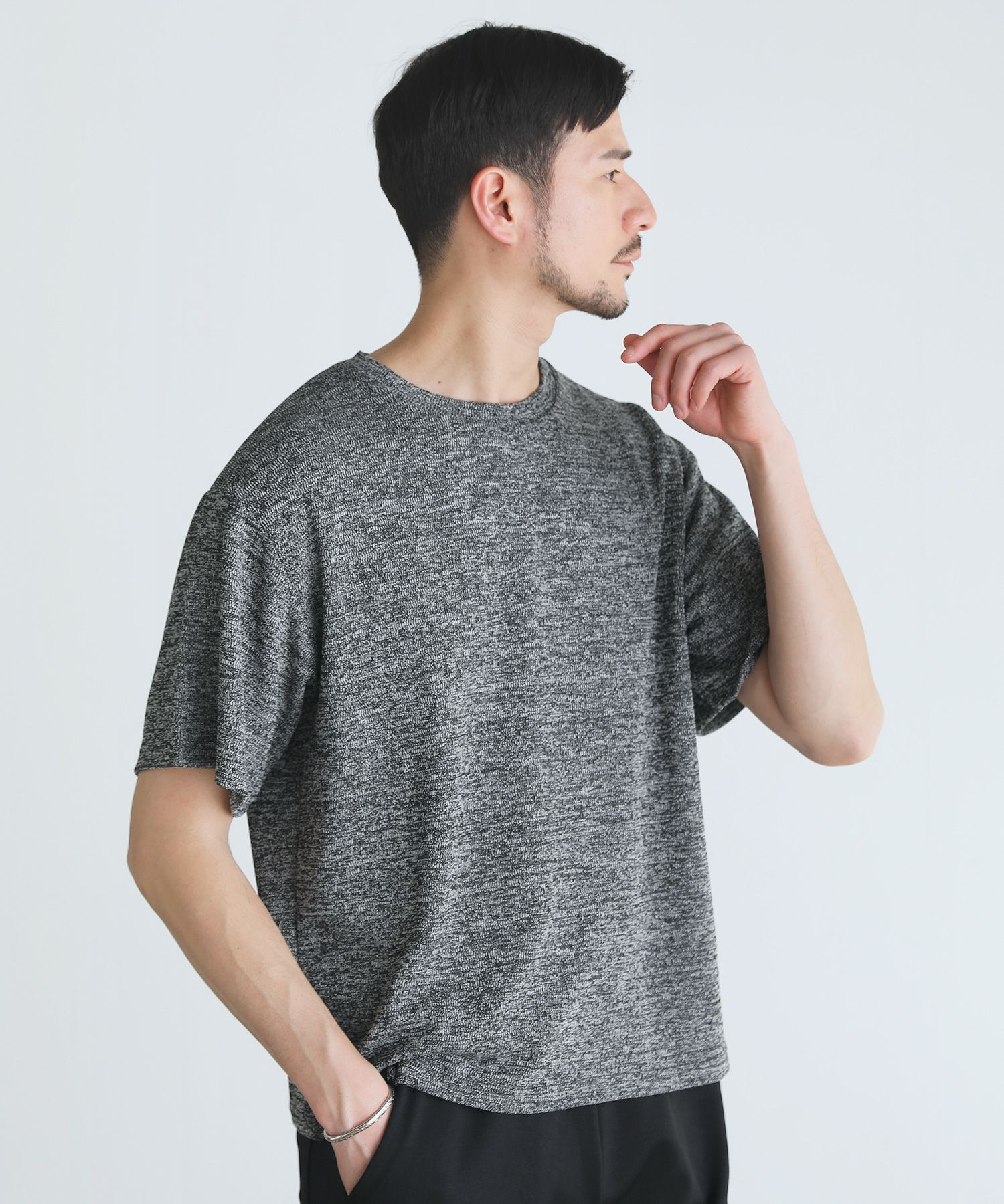 メランジパイルニット半袖クルーネックTシャツ | 【公式】SPU スプ公式