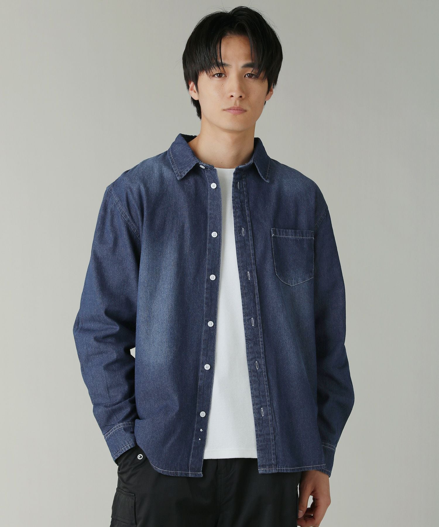 6.5ozデニム長袖レギュラーカラーシャツ | 【公式】SPU スプ公式通販