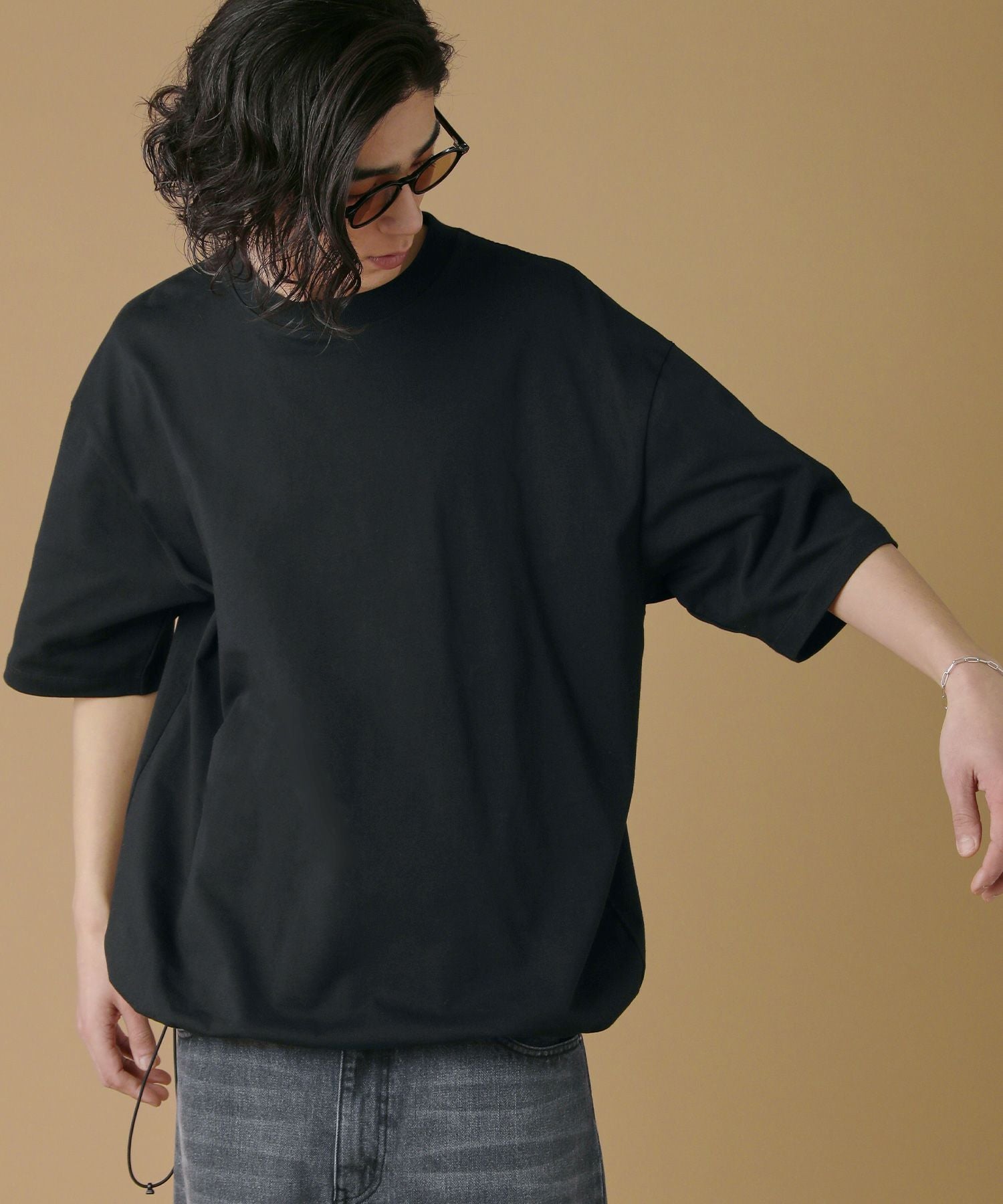 ダブルヤーンドローストリングオーバーサイズ半袖Tシャツ | 【公式
