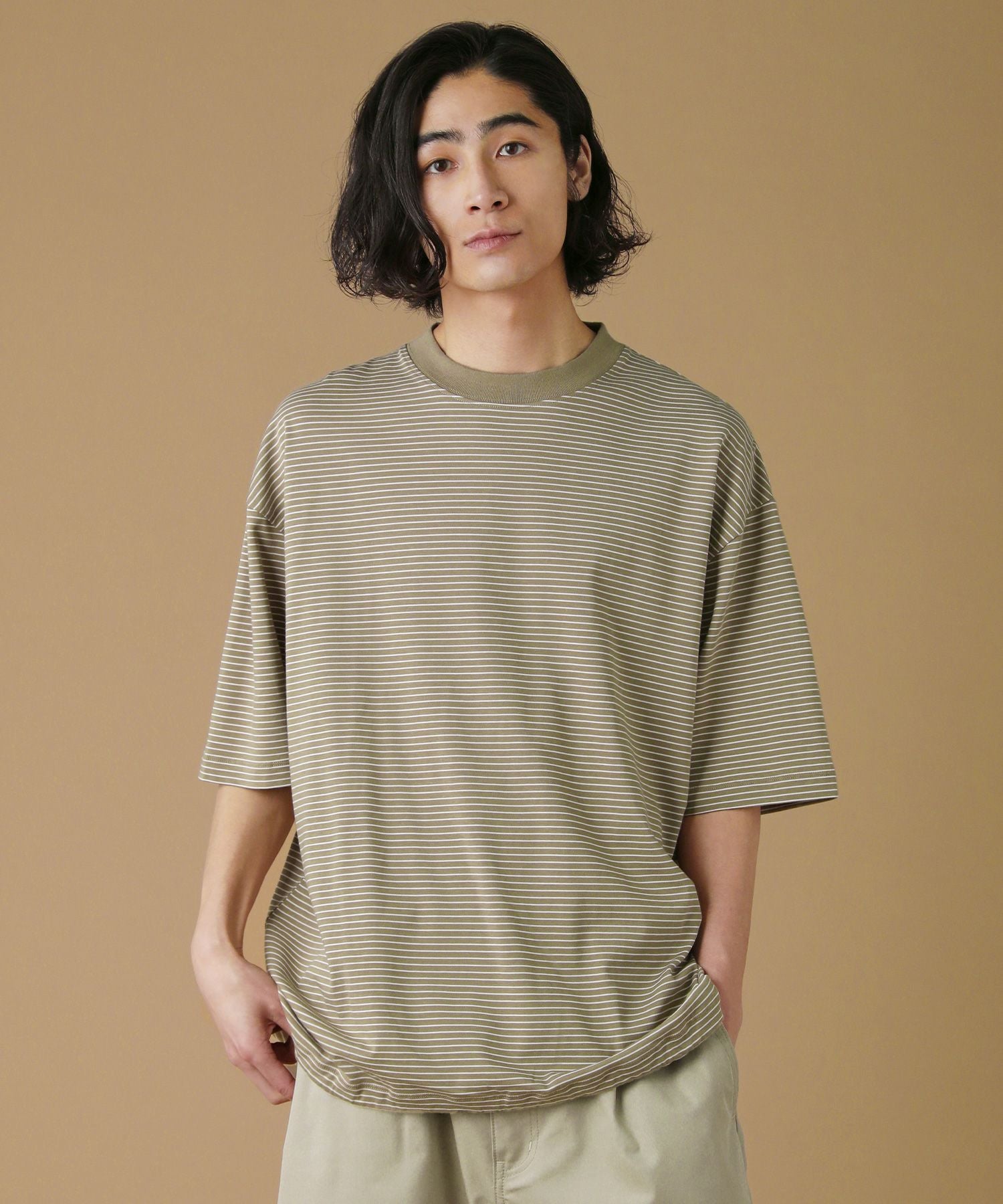 マイクロボーダードローストリングオーバーサイズ半袖Tシャツ | 【公式
