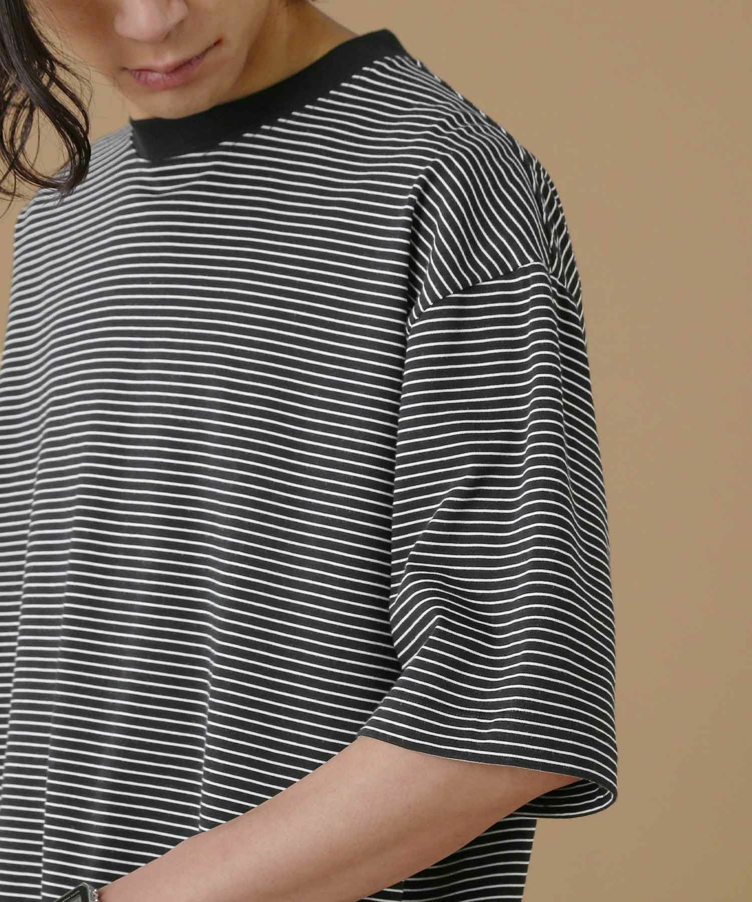 マイクロボーダードローストリングオーバーサイズ半袖Tシャツ | 【公式