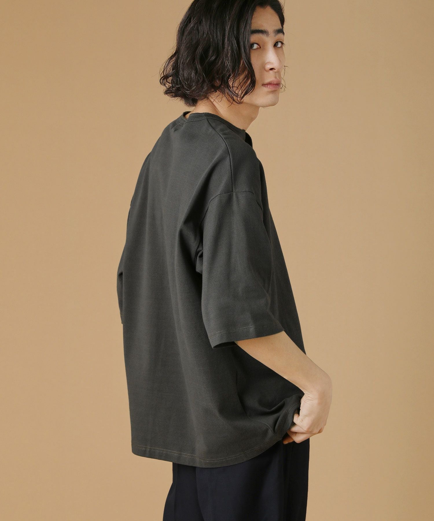40/2 モスステッチヘンリーネックオーバーサイズ半袖Tシャツ | 【公式