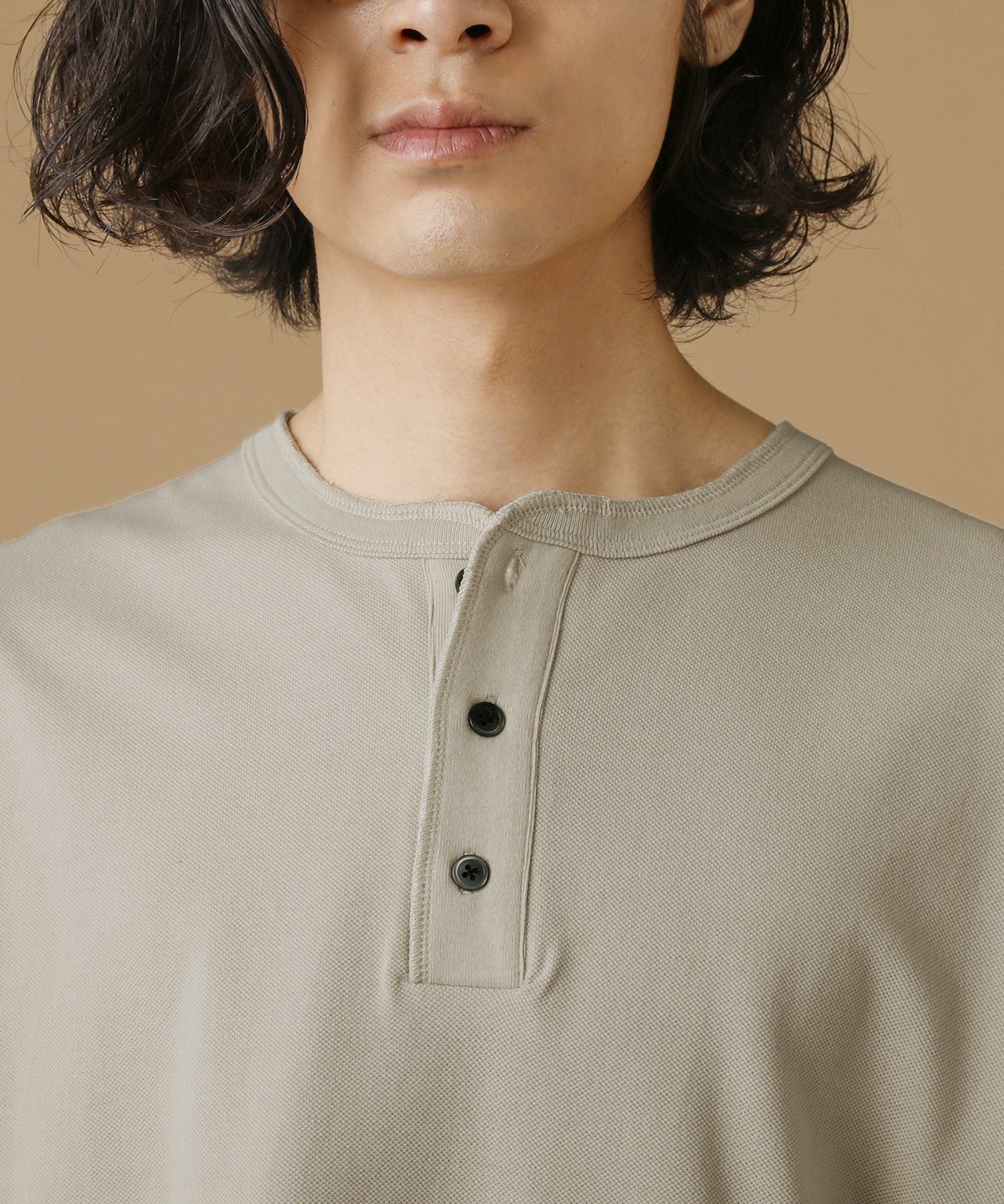 40/2 モスステッチヘンリーネックオーバーサイズ半袖Tシャツ | 【公式