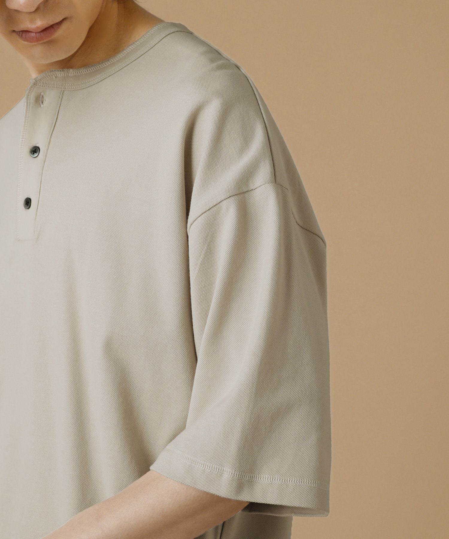 40/2 モスステッチヘンリーネックオーバーサイズ半袖Tシャツ | 【公式