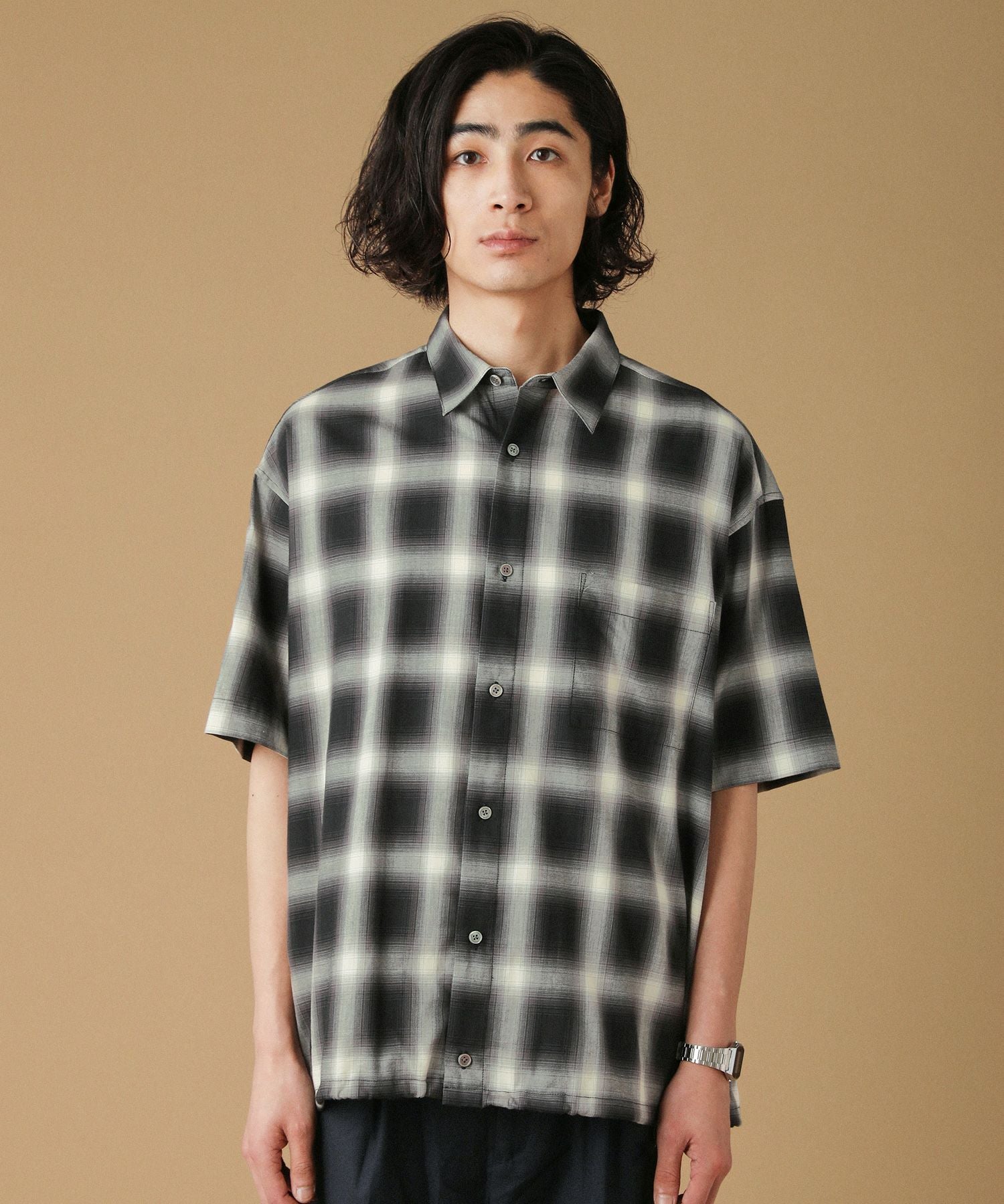オンブレチェックドロコード半袖シャツ | 【公式】SPU スプ公式通販