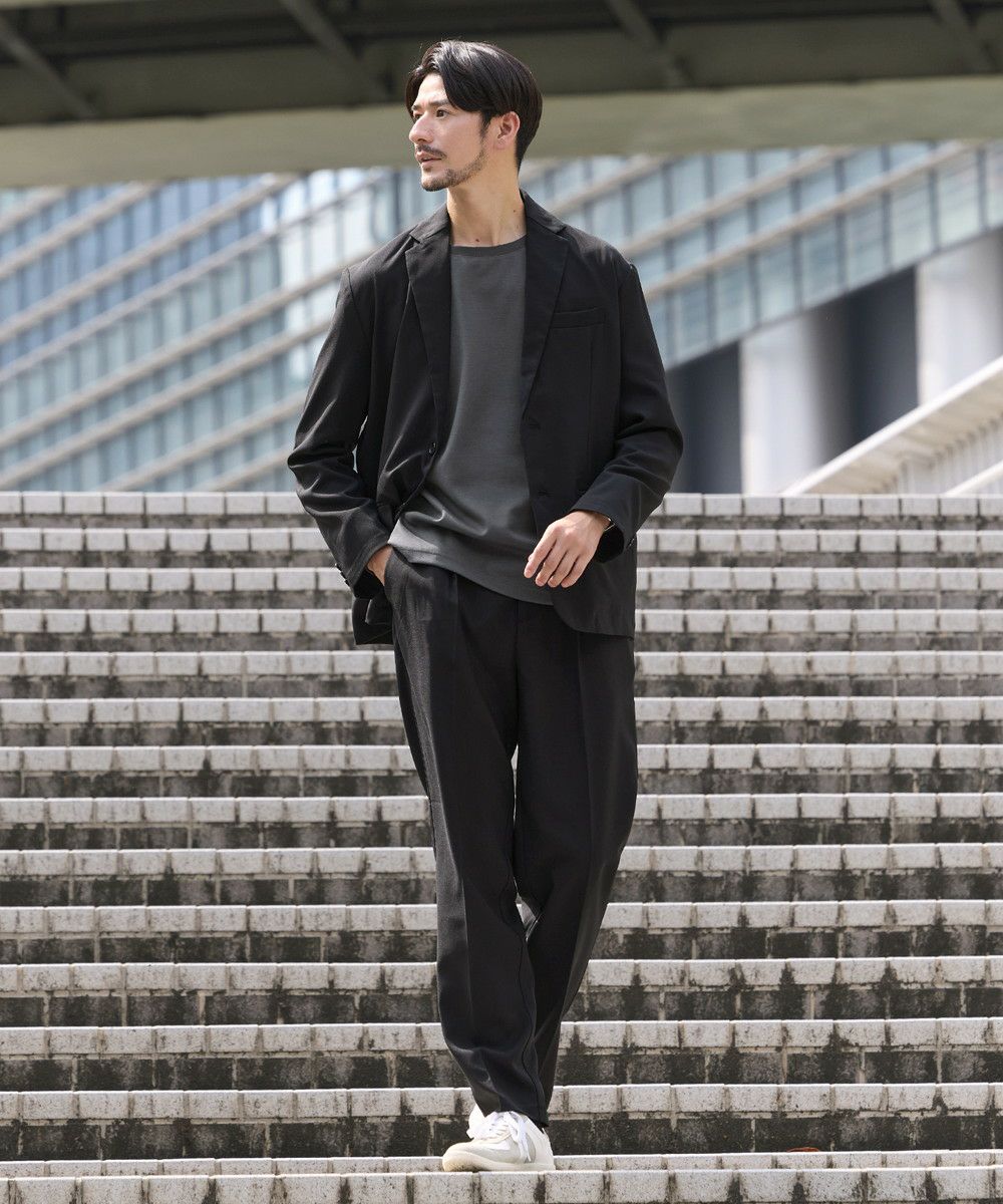 防シワ シングルテーラード＆イージースリムパンツ セットアップ