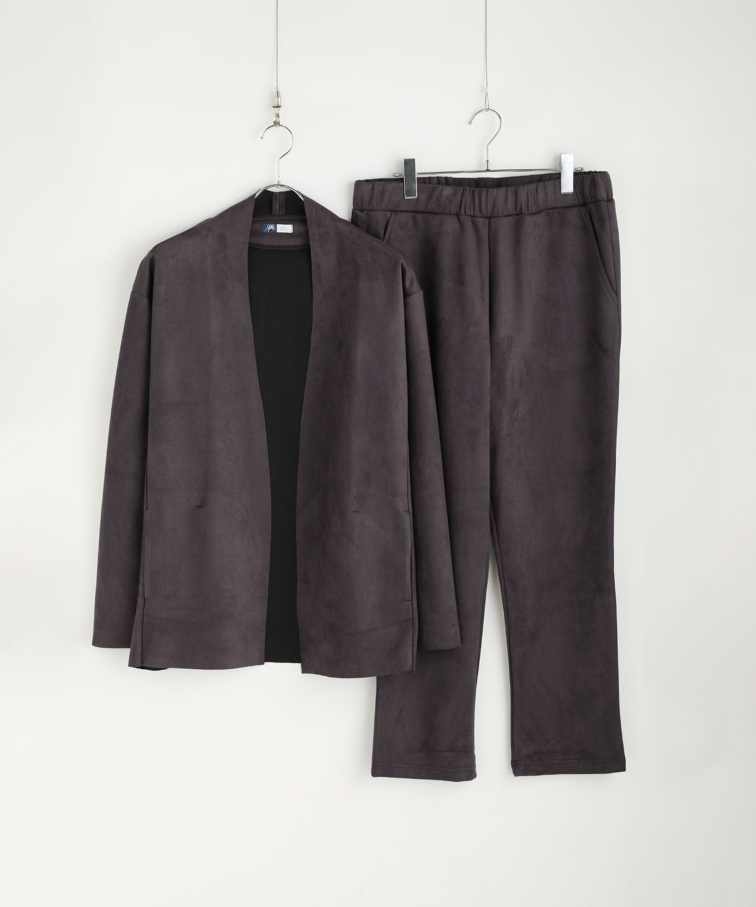 セットアップ 2点セット】ピーチスキンポンチノーカラーカーディガン