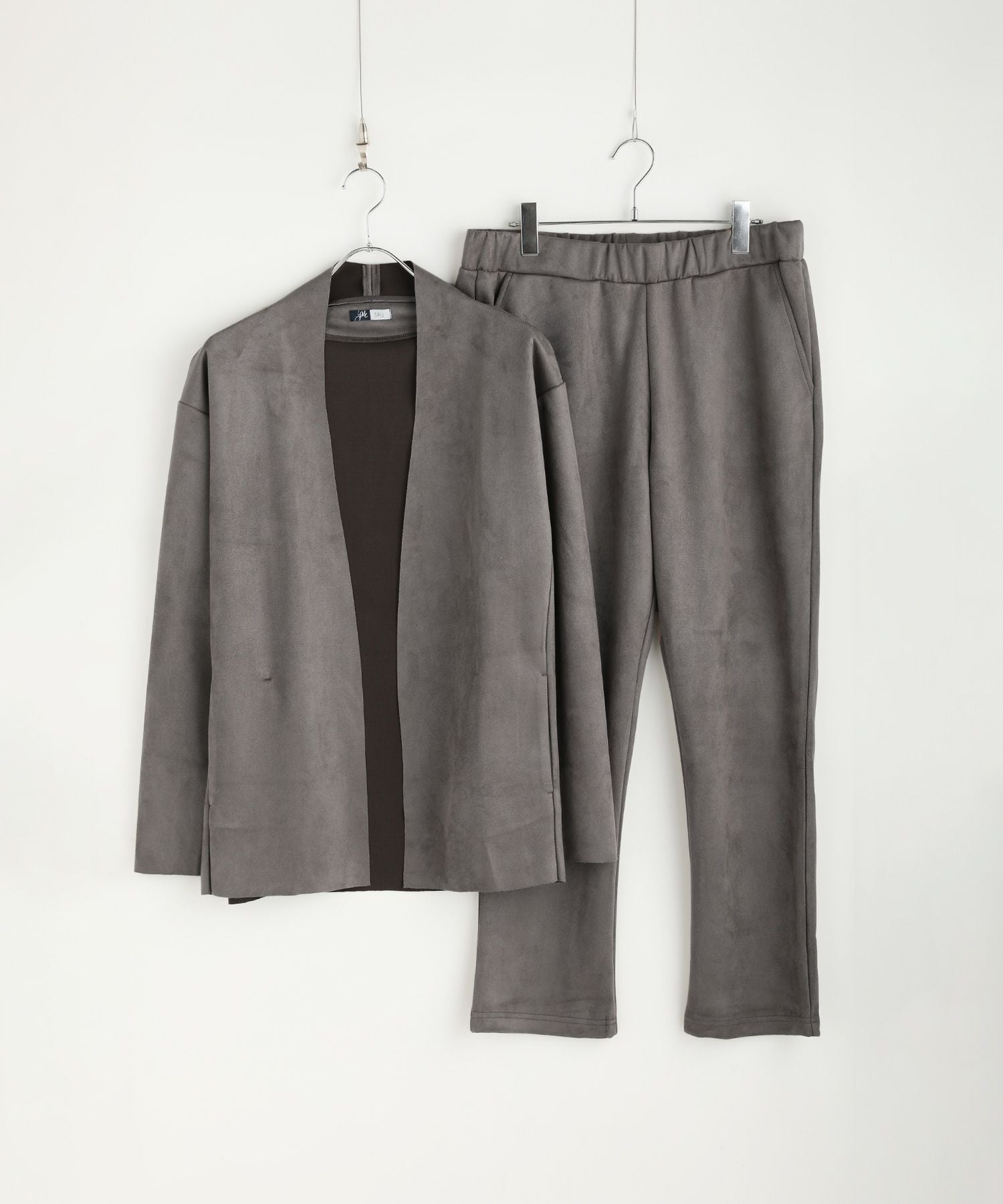 セットアップ 2点セット】ピーチスキンポンチノーカラーカーディガン