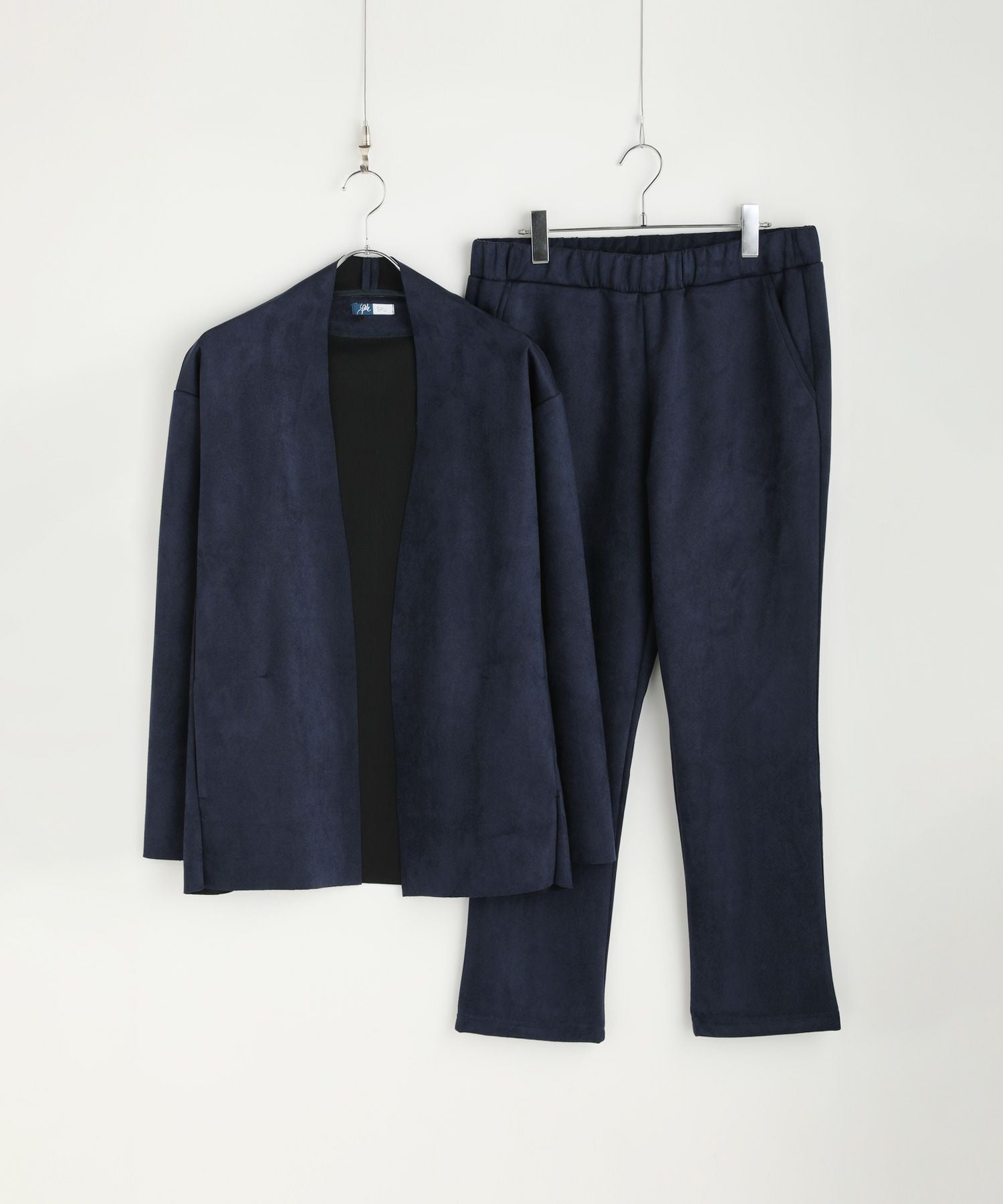 セットアップ 2点セット】ピーチスキンポンチノーカラーカーディガン