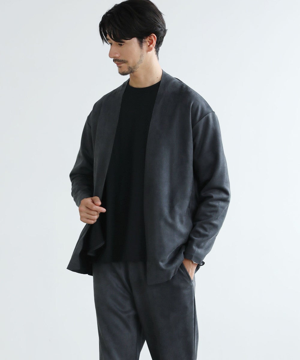 BEAUTY&YOUTH 黒カーディガン•パンツ セットアップ セットアップ 2点セット】ピーチスキンポンチノーカラーカーディガン