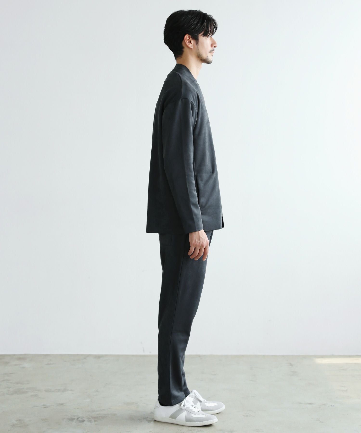 セットアップ 2点セット】ピーチスキンポンチノーカラーカーディガン