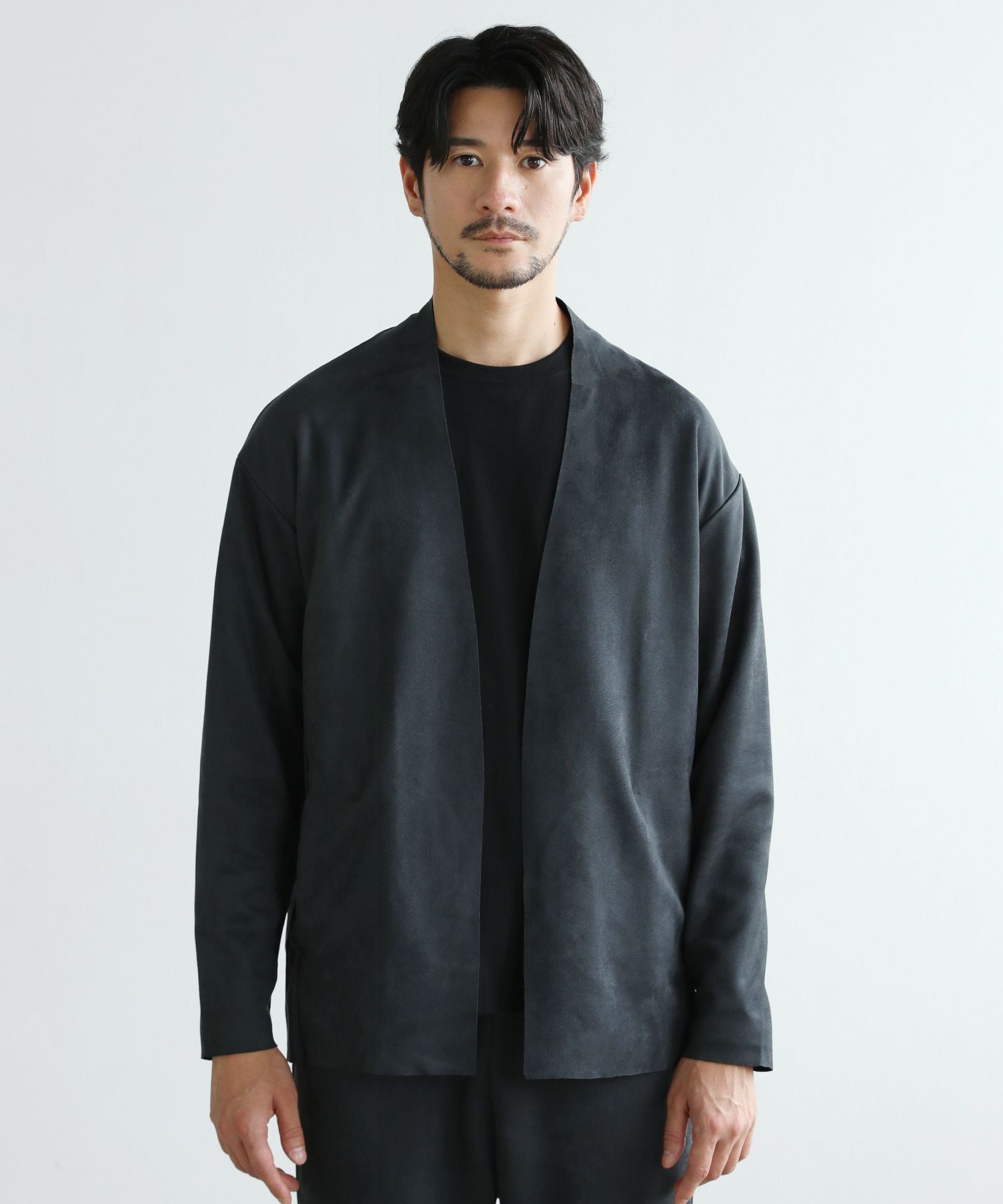 セットアップ 2点セット】ピーチスキンポンチノーカラーカーディガン