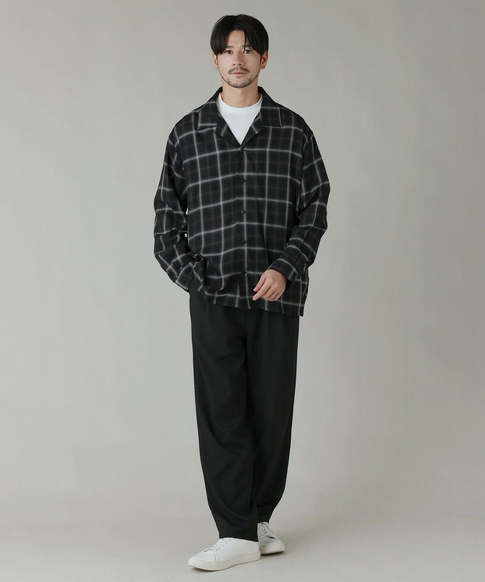 日本製西脇レーヨンオンブレチェックオープンカラー長袖シャツ
