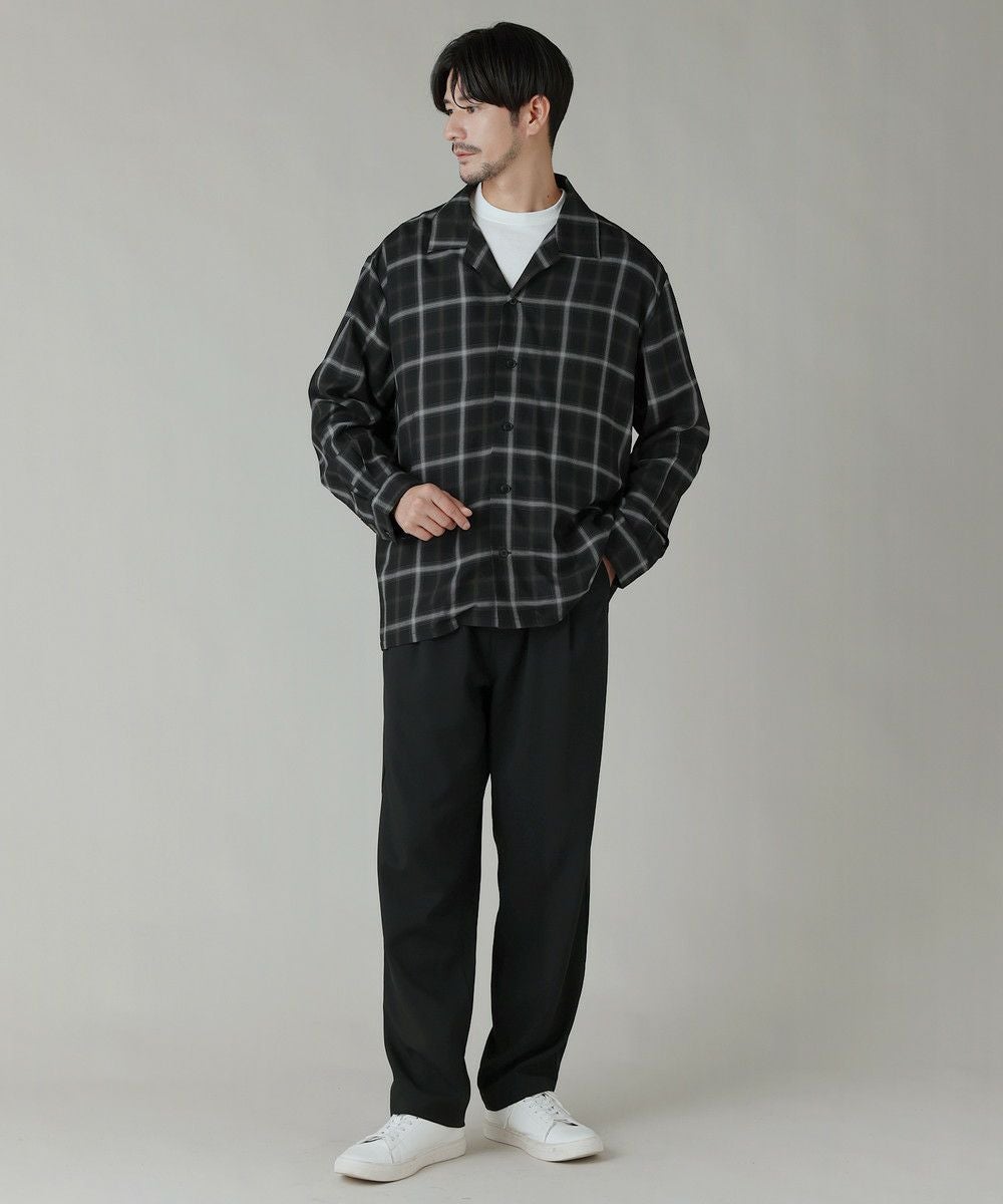 日本製西脇レーヨンオンブレチェックオープンカラー長袖シャツ