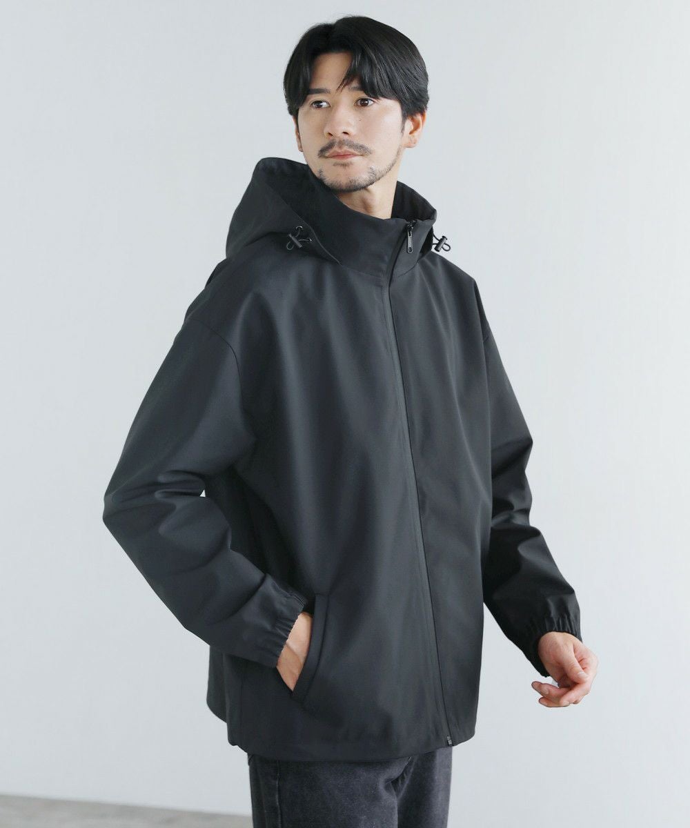 TRICK ブラックジャケット フード付き　ブラック　撥水 撥水/防風/透湿/止水ジップ〉3レイヤー機能性2wayスタンドネック