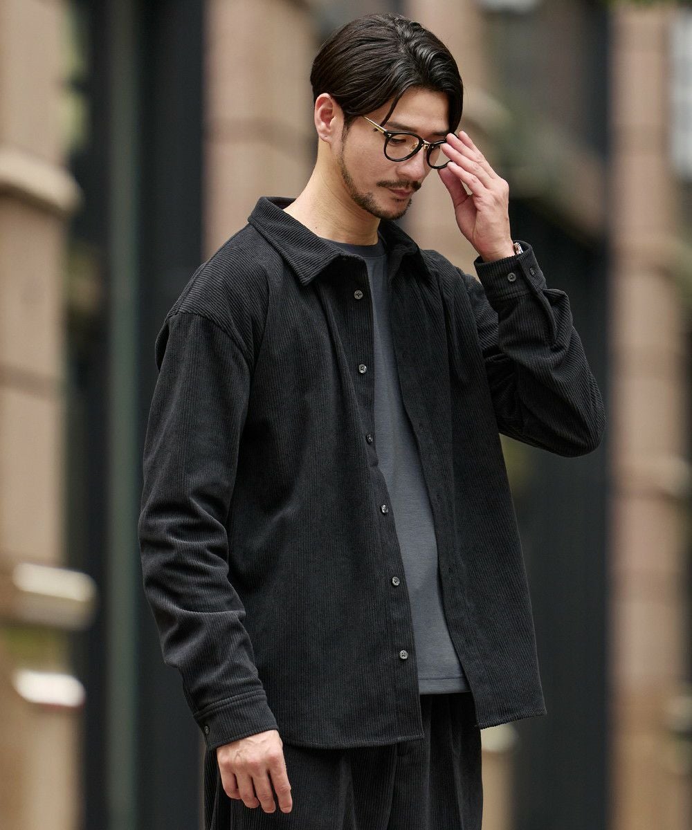 セットアップ対応】布帛コーデュロイレギュラーフィット長袖ボタン