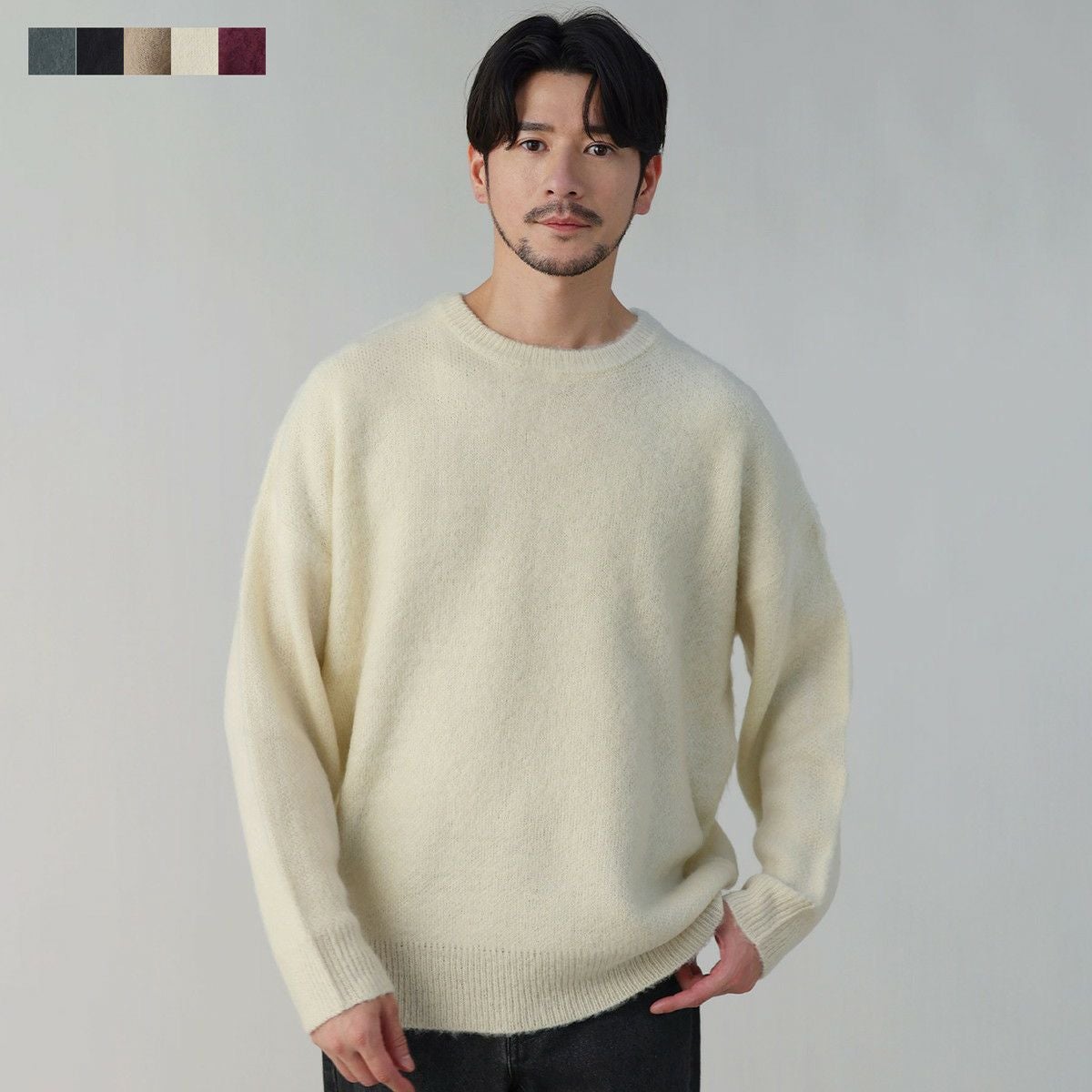 モヘアタッチ無地アクリルクルーネックニット | 【公式】SPU スプ公式