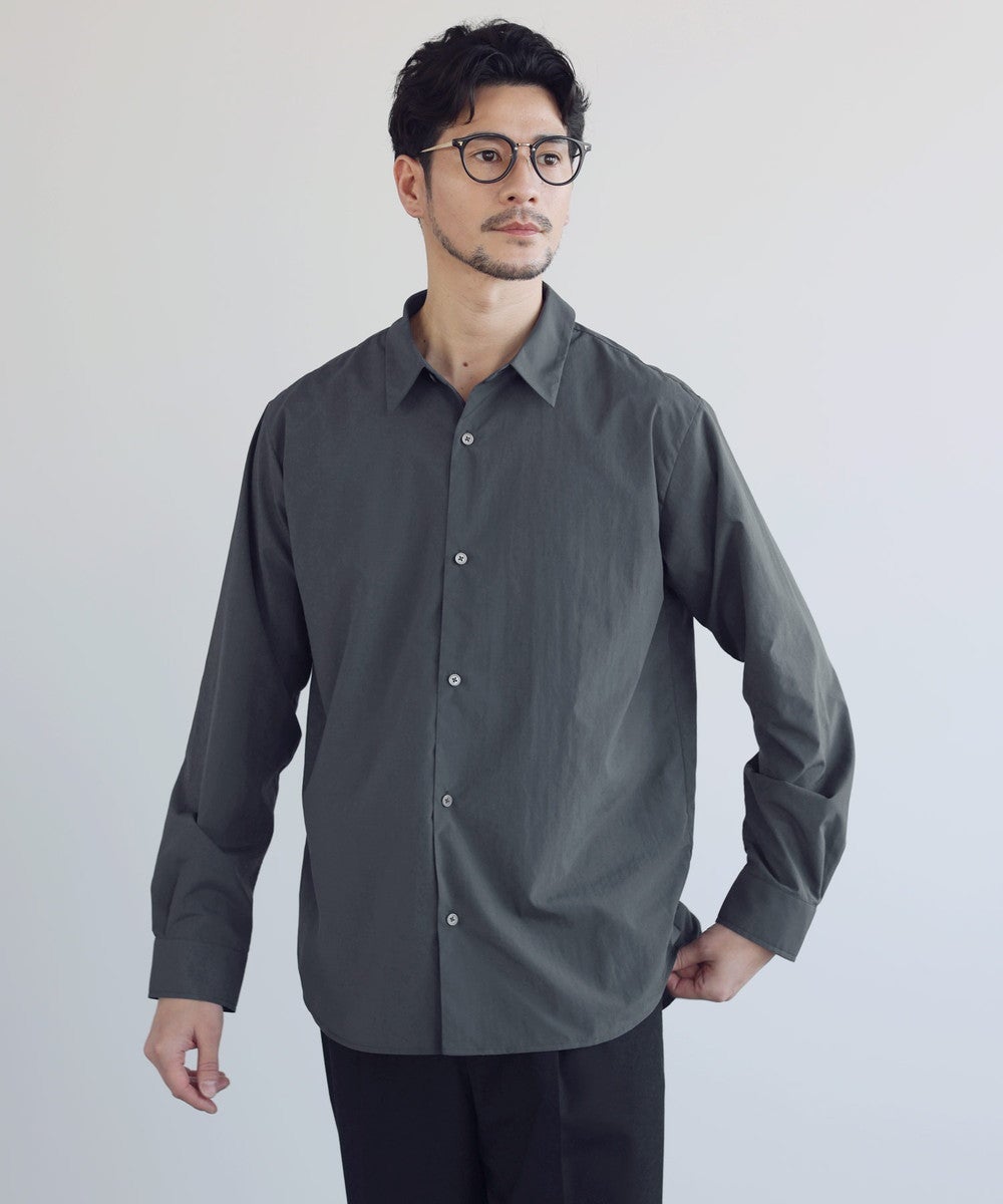 コンフォートブロードレギュラーカラー無地/ストライプ長袖シャツ