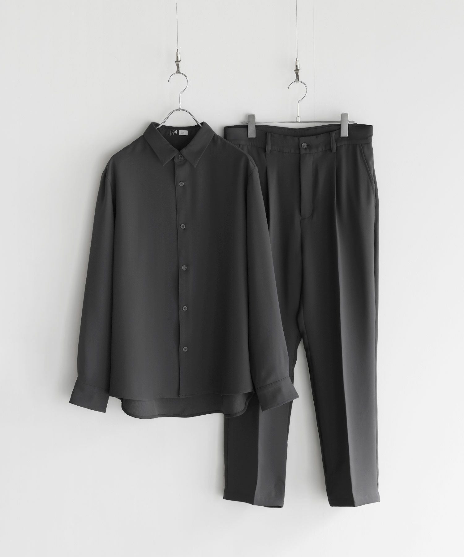 高機能フクレ二重織レギュラーカラーシャツ＆ロングパンツ2点セットアップ SPU（スプ） セットアップ 「防シワ・抗ピリング・接触冷感