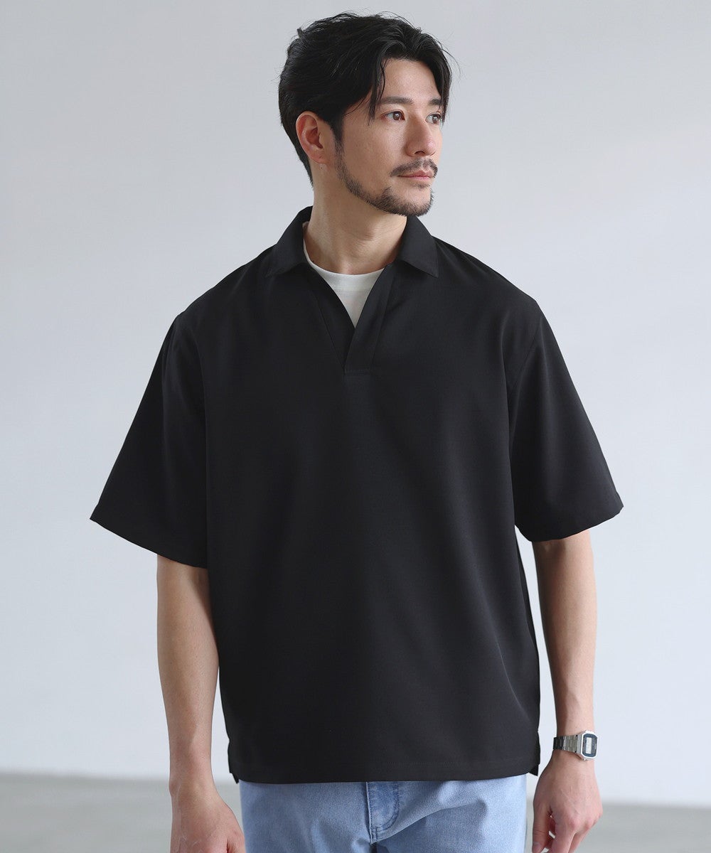 02222-0052 リネンスキッパー半袖シャツ セットアップ対応】【防シワ・防ピリング・接触冷感】機能性素材テック