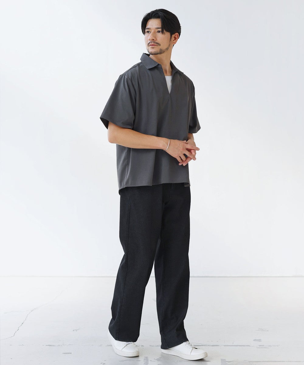 Subware 半袖スキッパーシャツ XL ブラック/グレー サブウエア 半袖スキッパープルオーバーシャツ | 【公式】SPU スプ公式通販