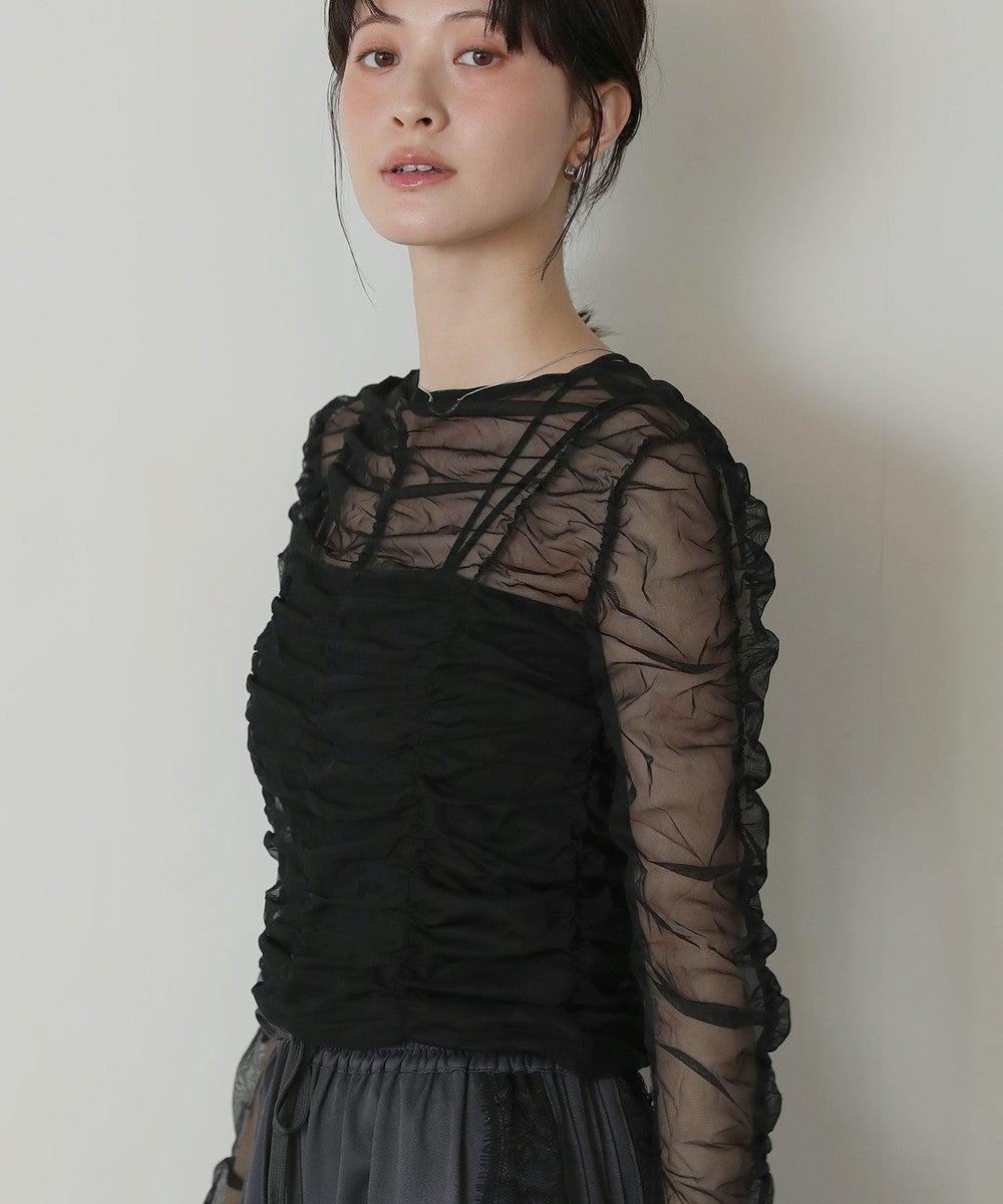 【美品】LIten シアースカルプチャートップス 黒 くしゅくしゅシャーリングチュール シアートップス | 【公式】SPU スプ