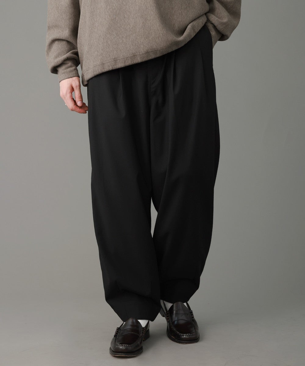 さっくん　洗い加工バルーンパンツ(BLACK) 〓予約販売・8月下旬頃発送予定〓 T/Rストレッチギャバジン2タック
