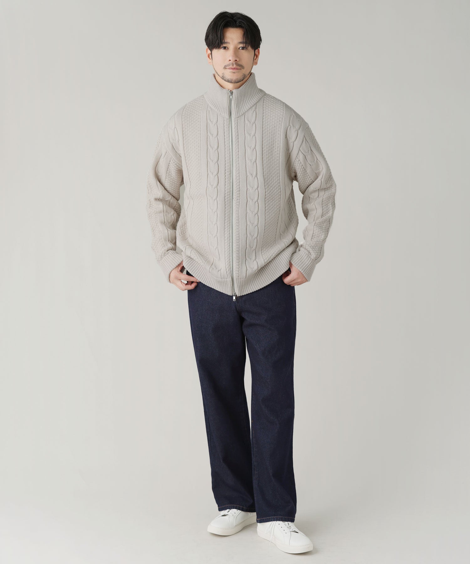 アラン柄ダブルジップドライバーズニットジャケット | 【公式】SPU